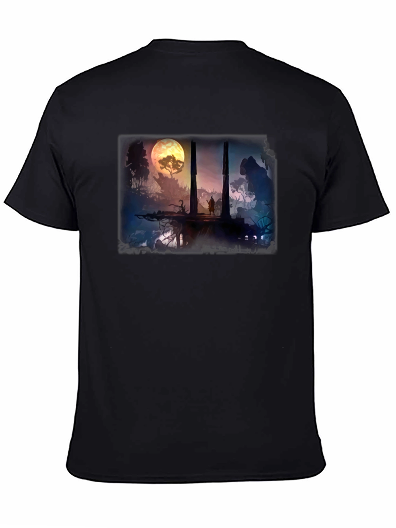 Black Fantasy Landscape Black T-Shirt view 4