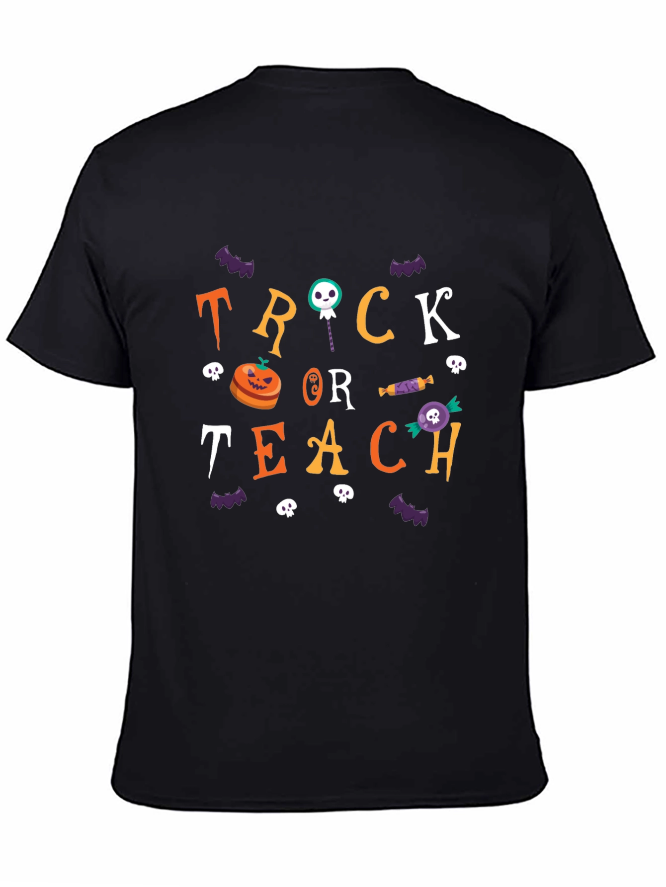 Black Trick or Teach Halloween T-Shirt view 4