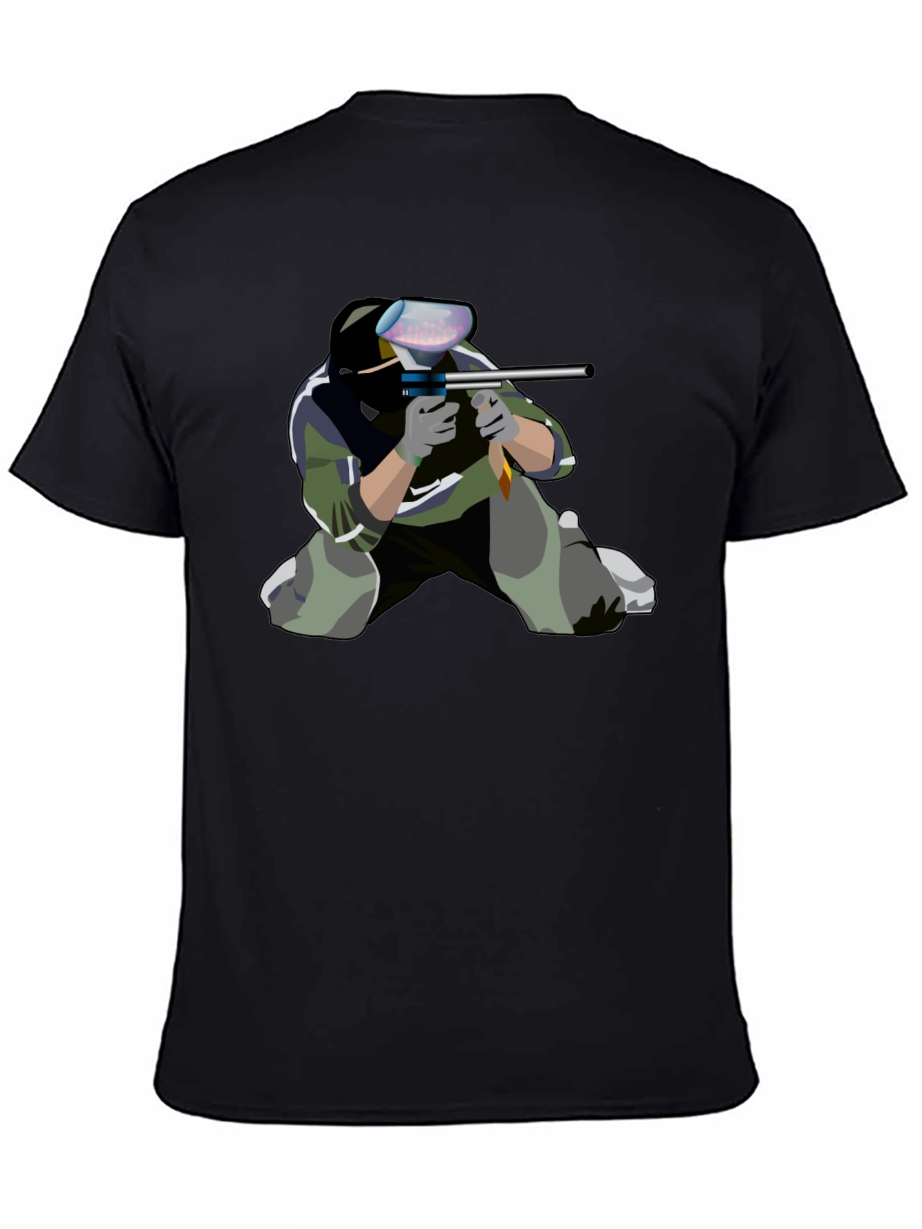 Black Paintball Player Graphic T-Shirt view 4