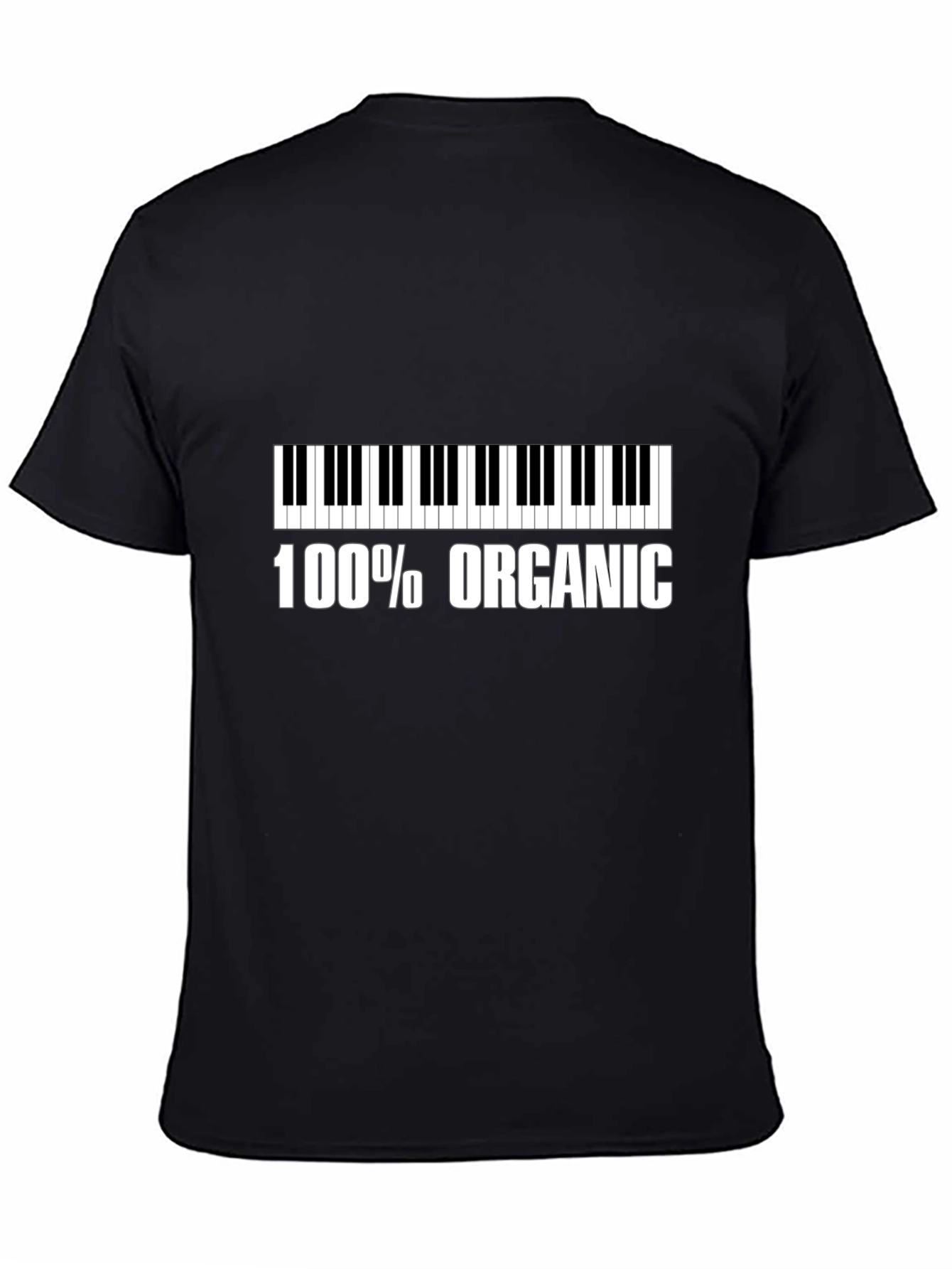 Black 100% Organic Piano Keyboard T-Shirt view 4