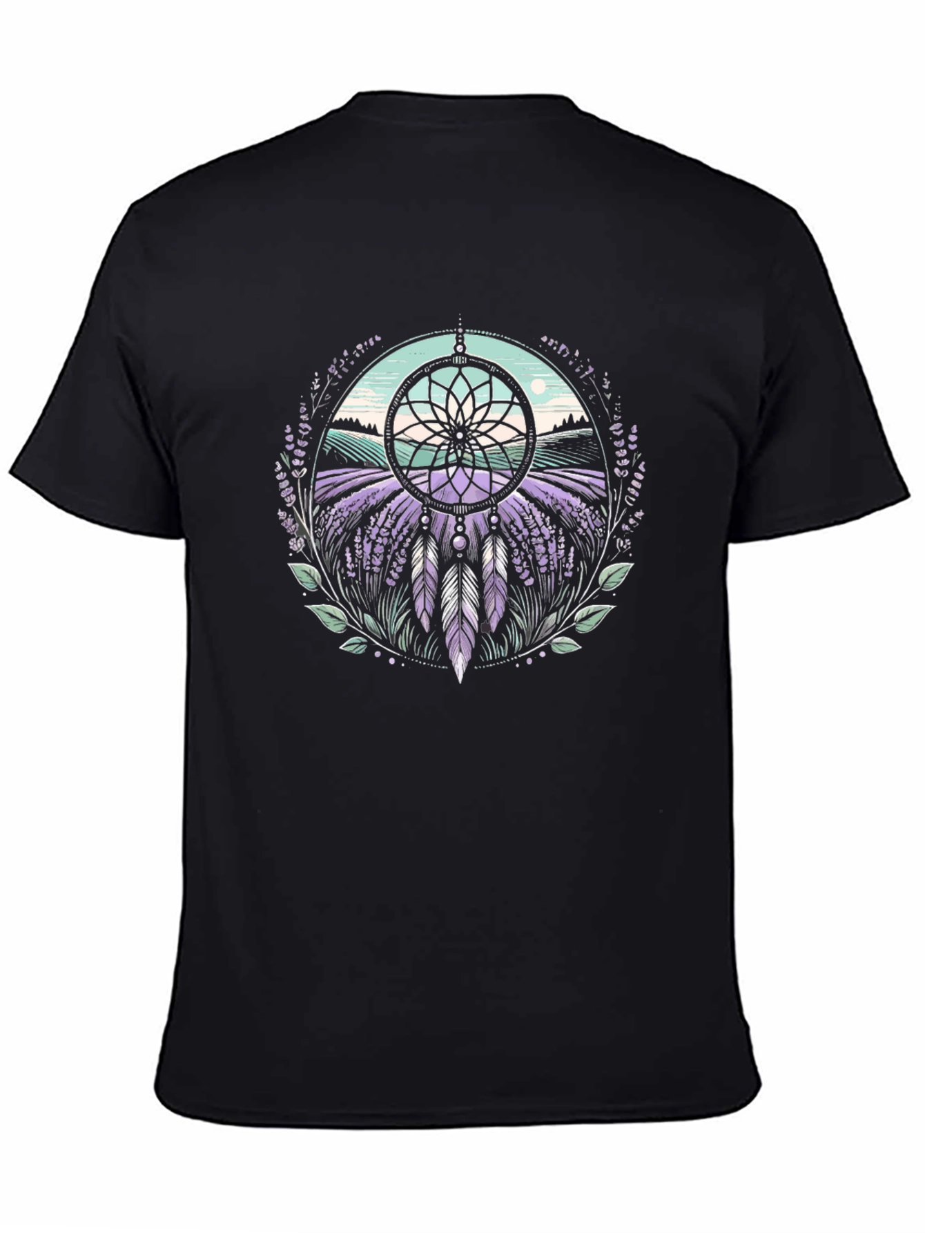 Black Dreamcatcher Lavender Field Graphic Tee view 4