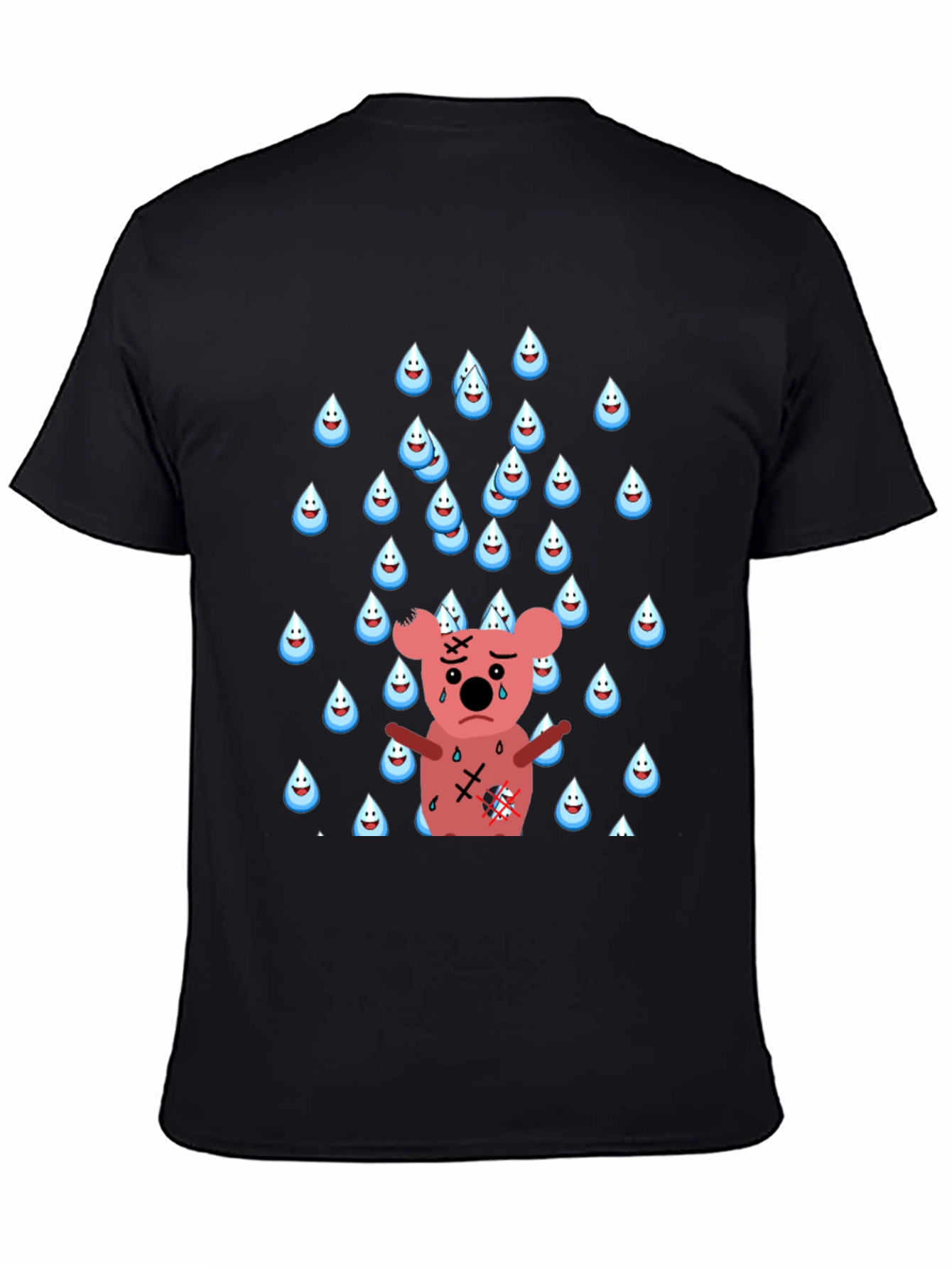 Black Sad Koala T-Shirt - Rainy Day Graphic Tee view 4