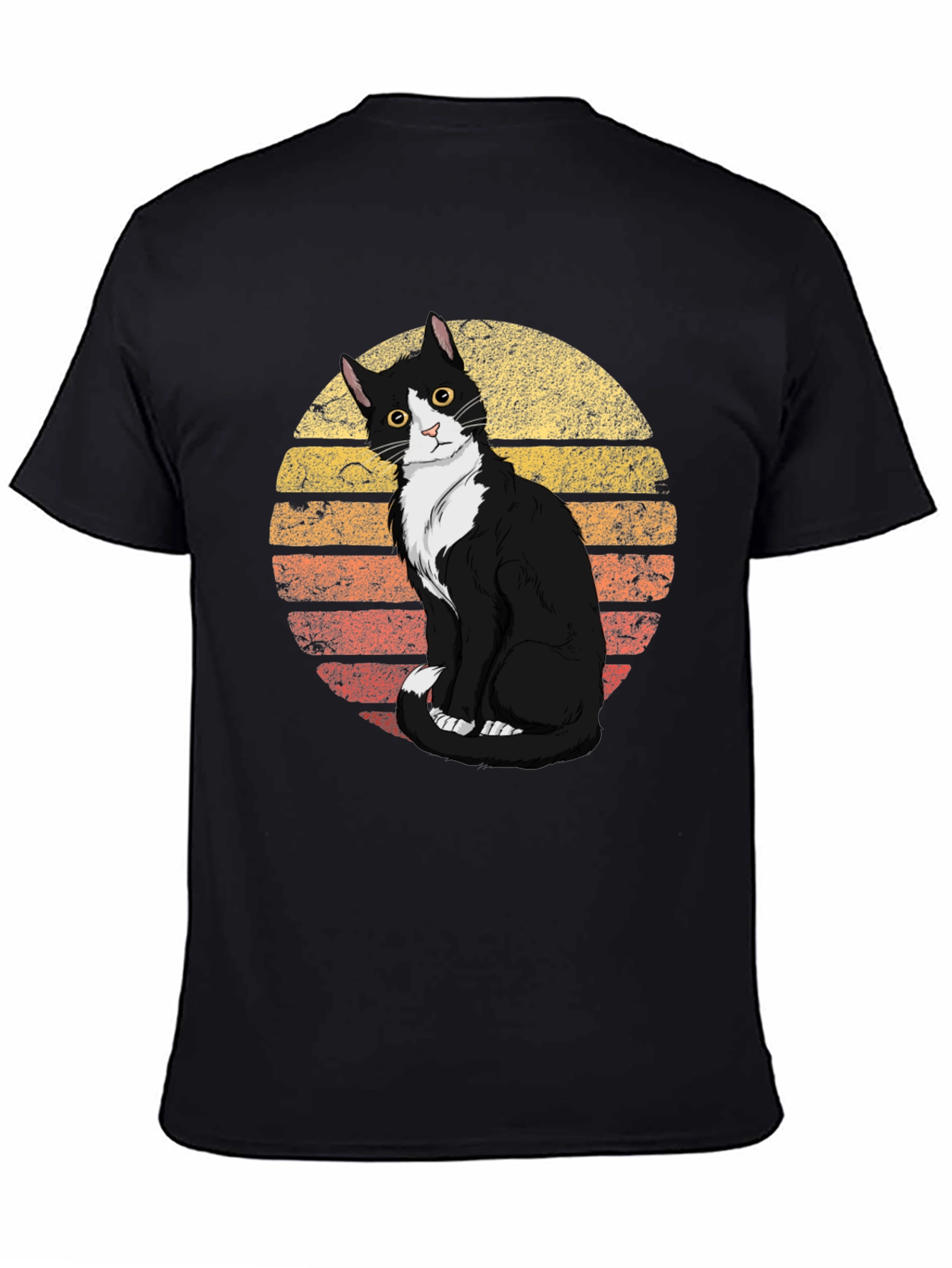 Black Retro Cat Graphic Tee - Black view 4