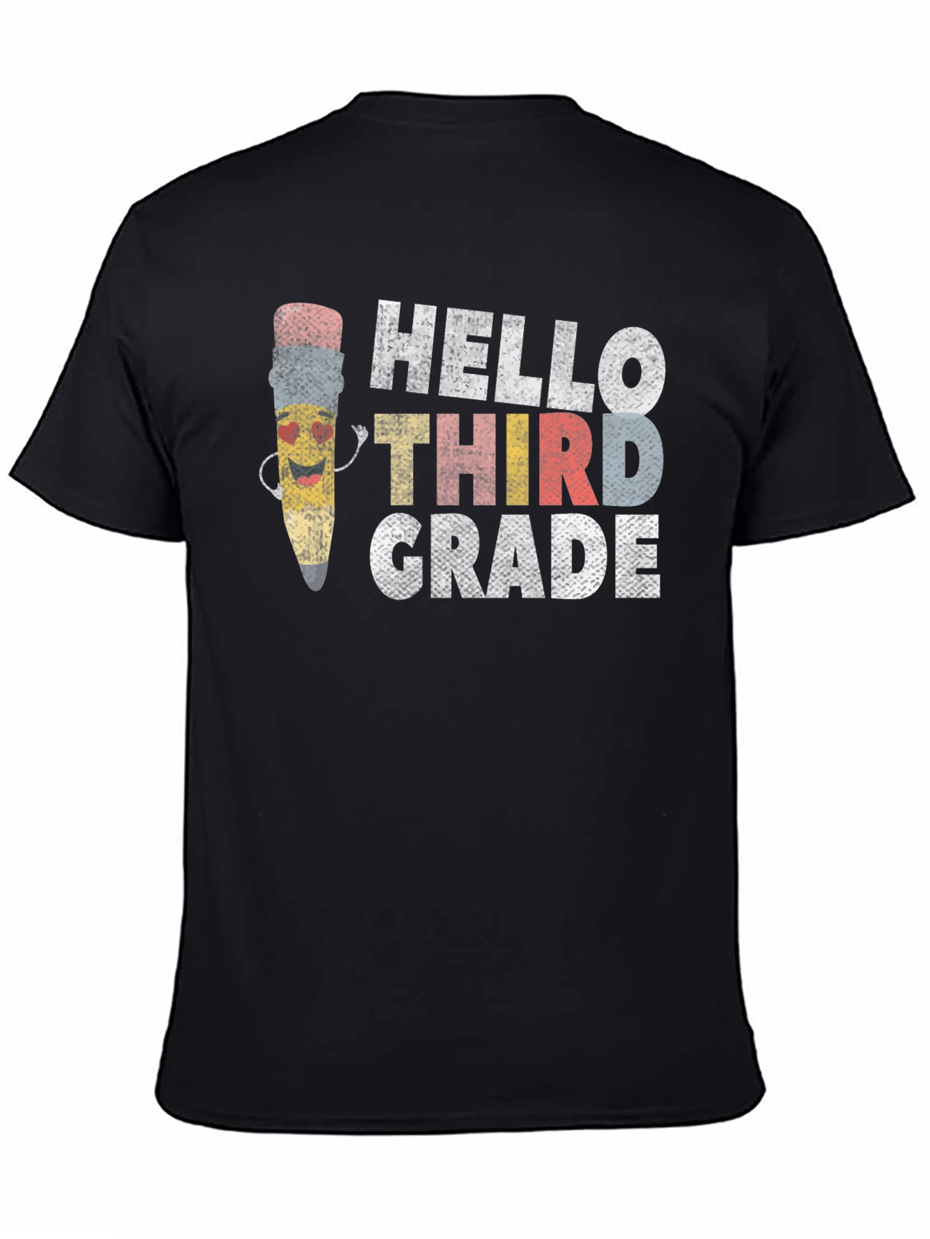 Black Hello Third Grade T-Shirt - Back to School Teacher Tee view 4