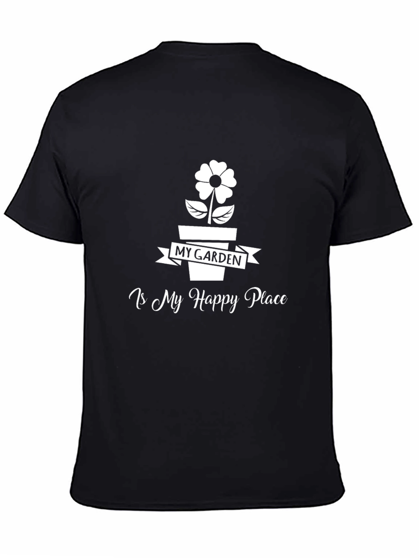Black My Garden Is My Happy Place T-Shirt view 4