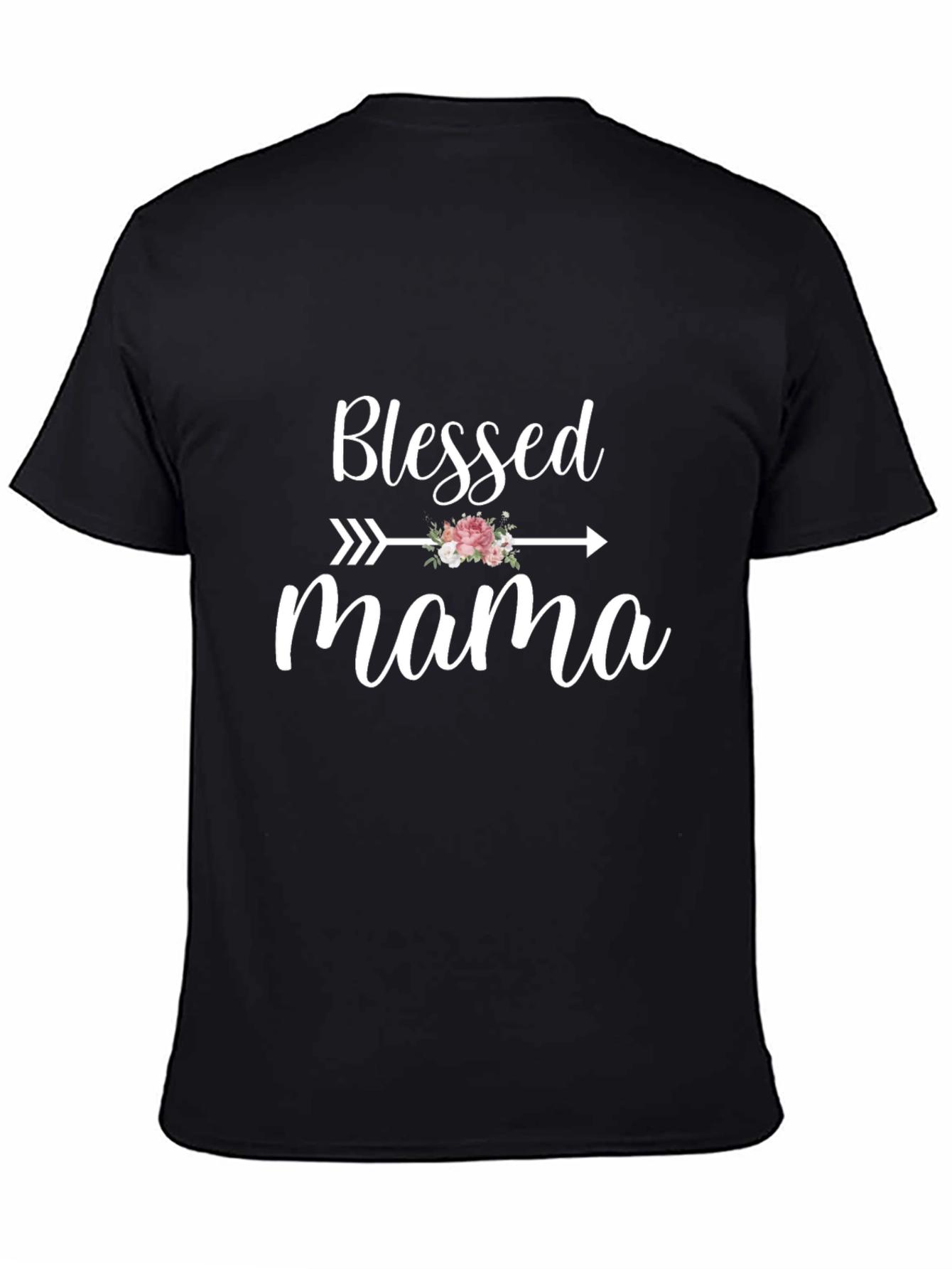 Black Blessed Mama Graphic Tee - Cute Mothers Day Shirt view 4