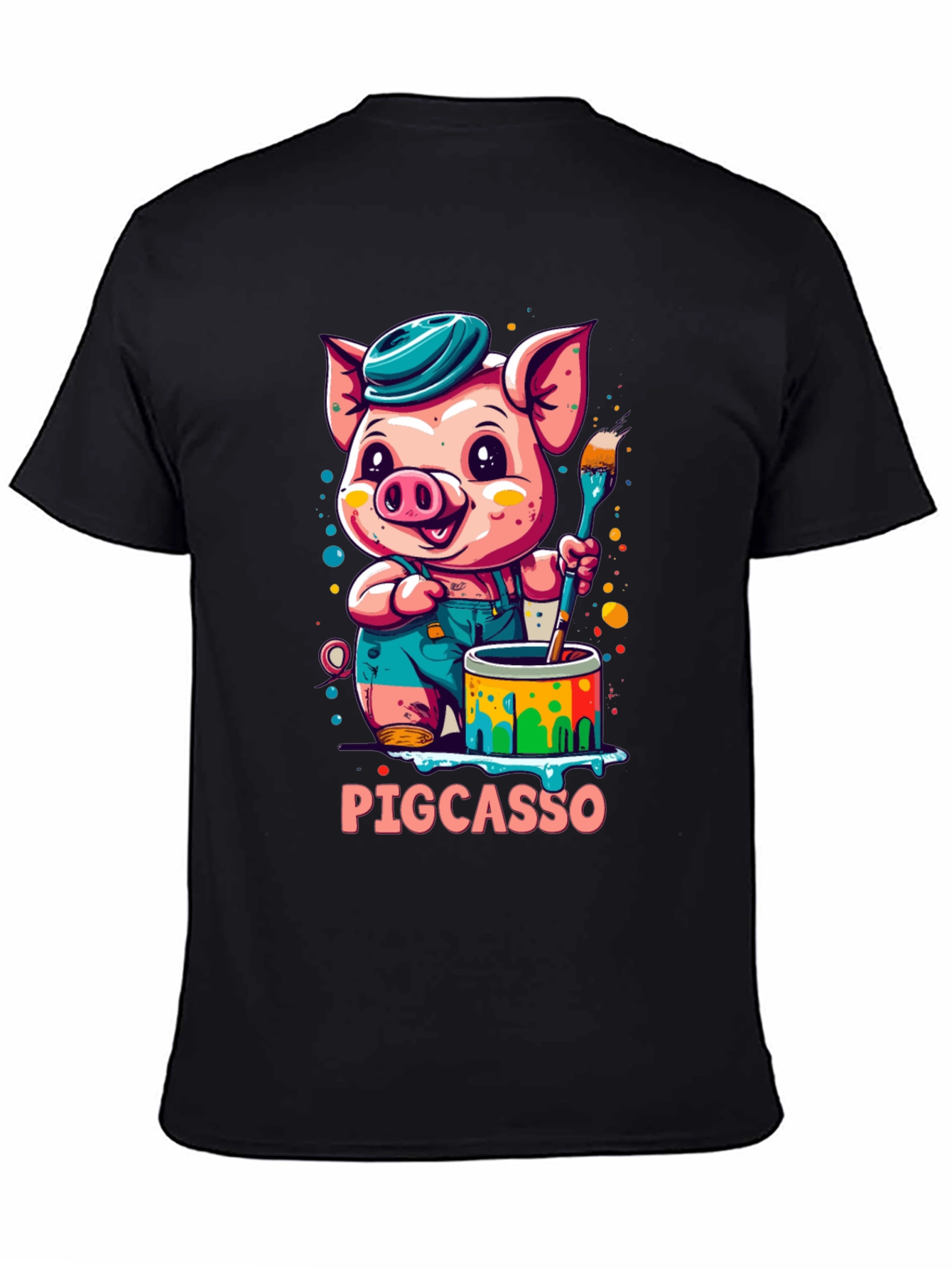 Black Pigcasso Artist Pig Graphic T-Shirt view 4