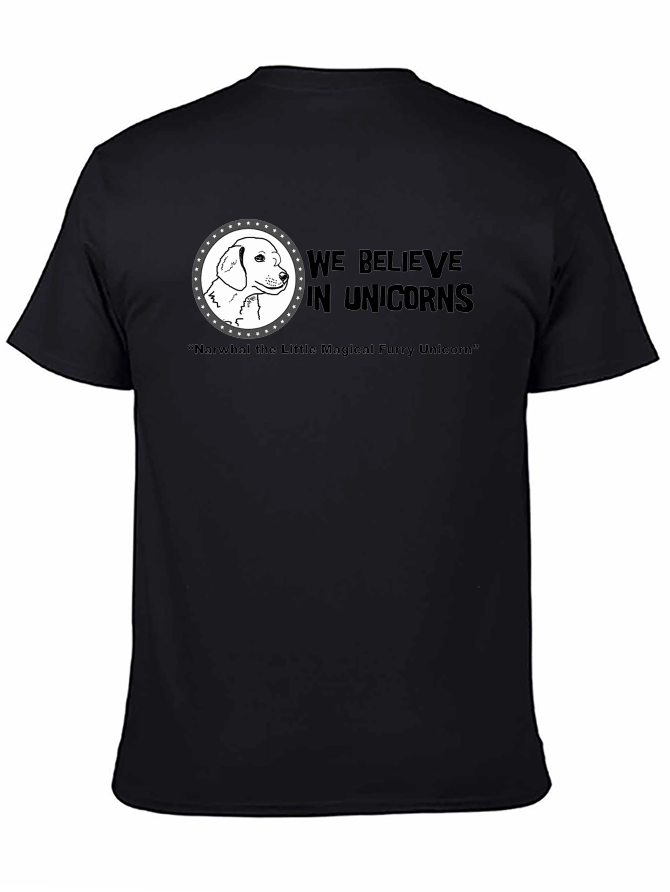 Black We Believe In Unicorns Dog T-Shirt view 4