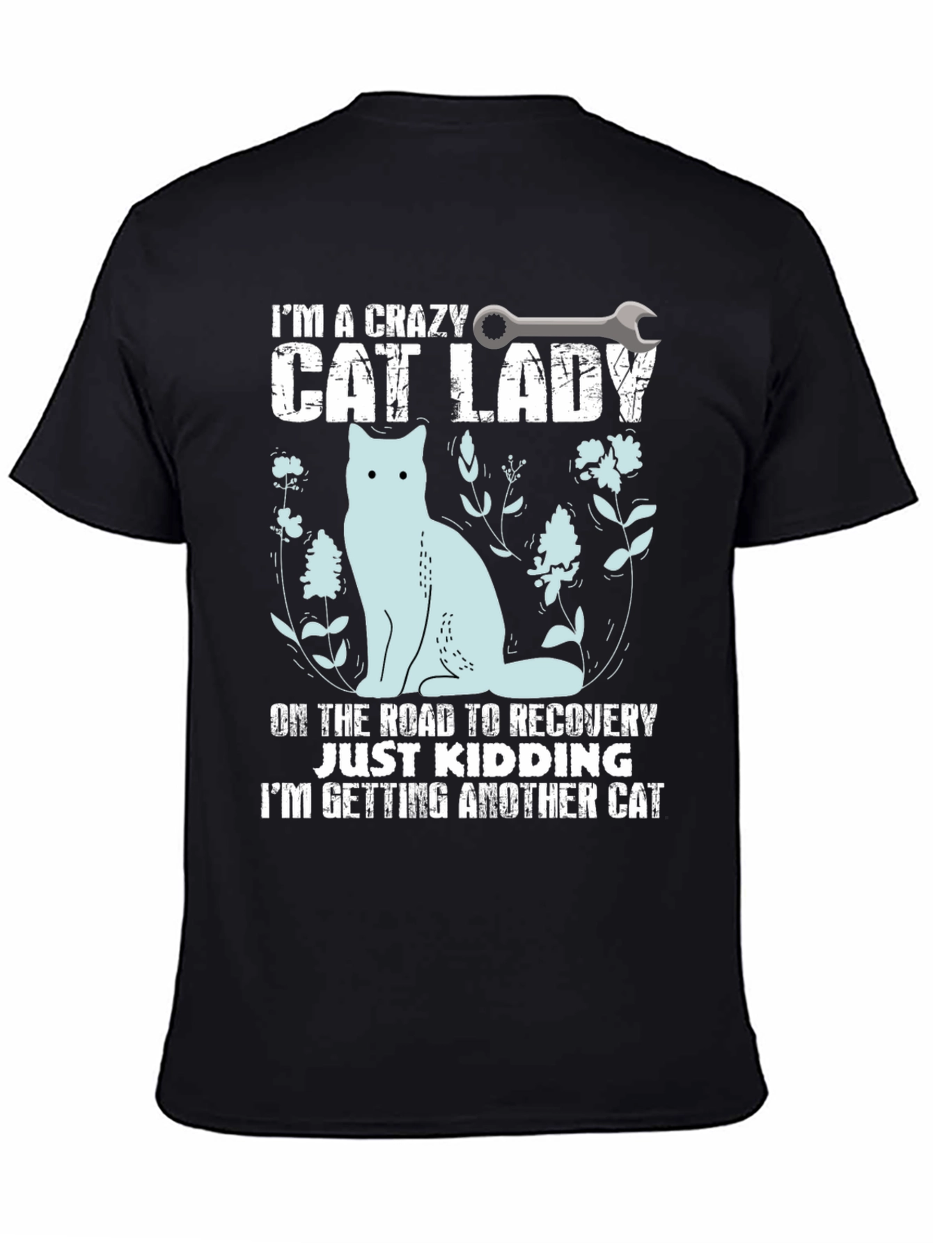 Black Crazy Cat Lady T-Shirt - Novelty Graphic Tee view 4