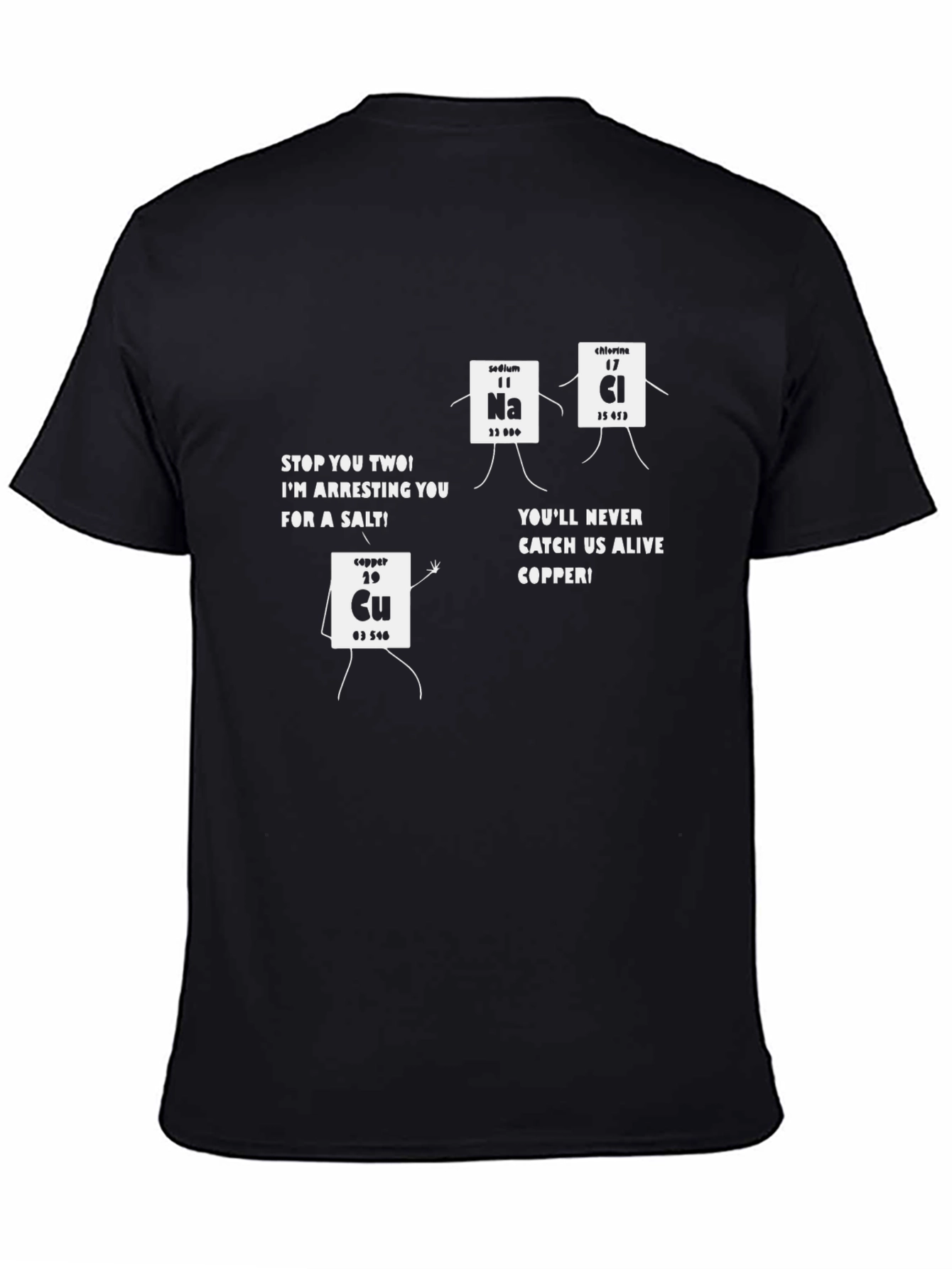 Black Funny Chemistry T-Shirt - Arresting Salt Design view 4