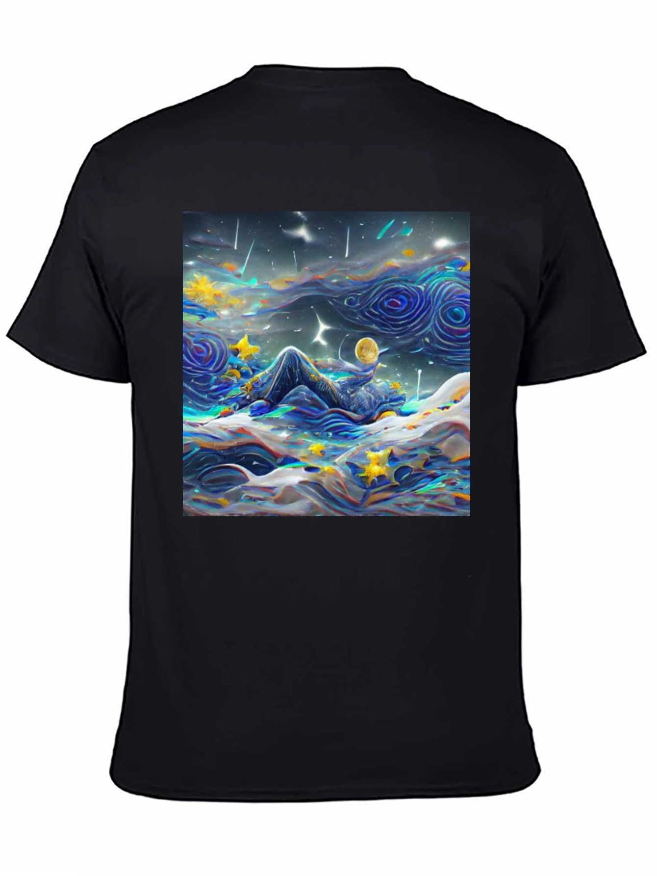 Black Starry Night Dreamscape T-Shirt view 4