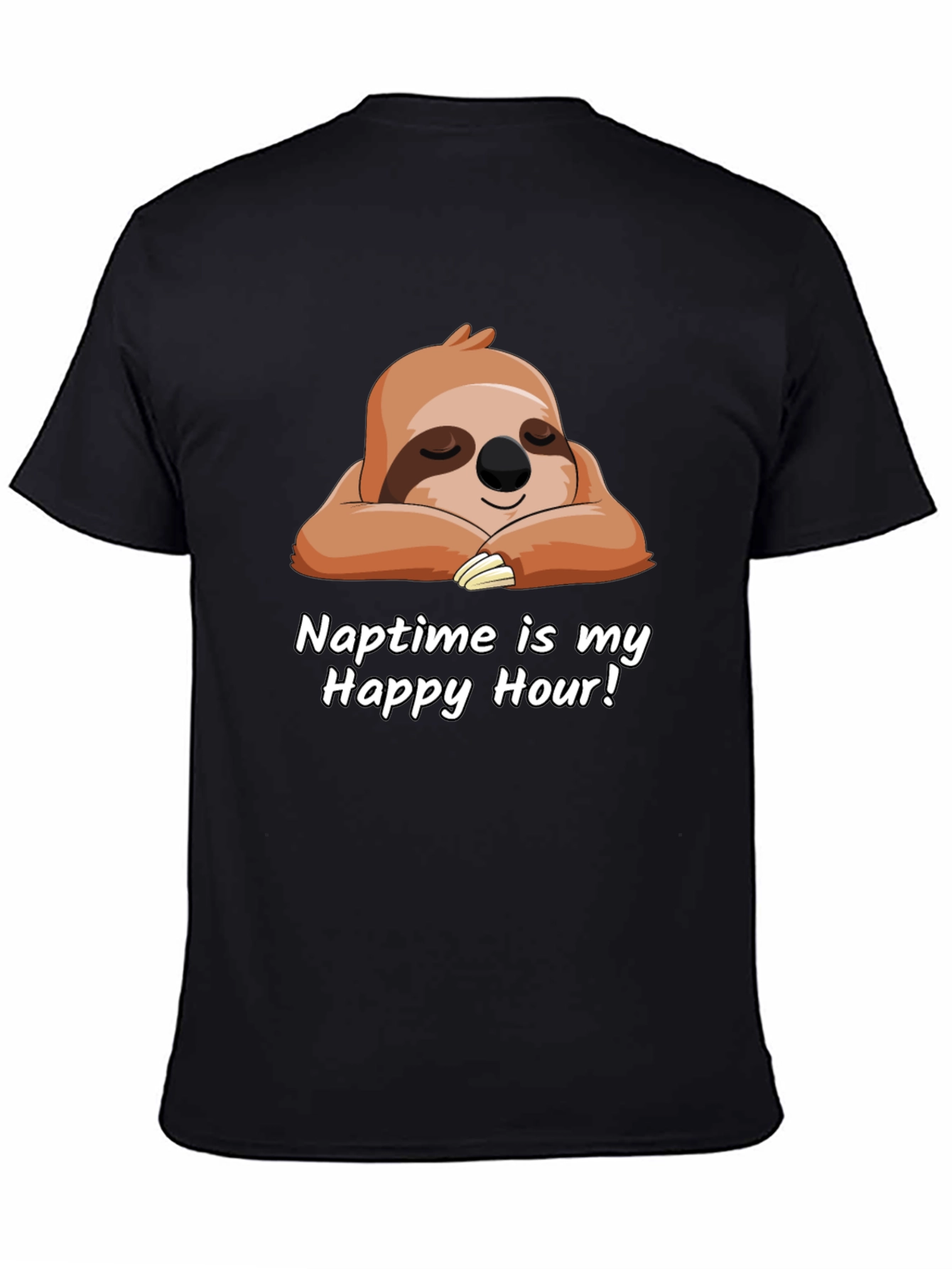 Black Naptime is My Happy Hour Sloth T-Shirt view 4