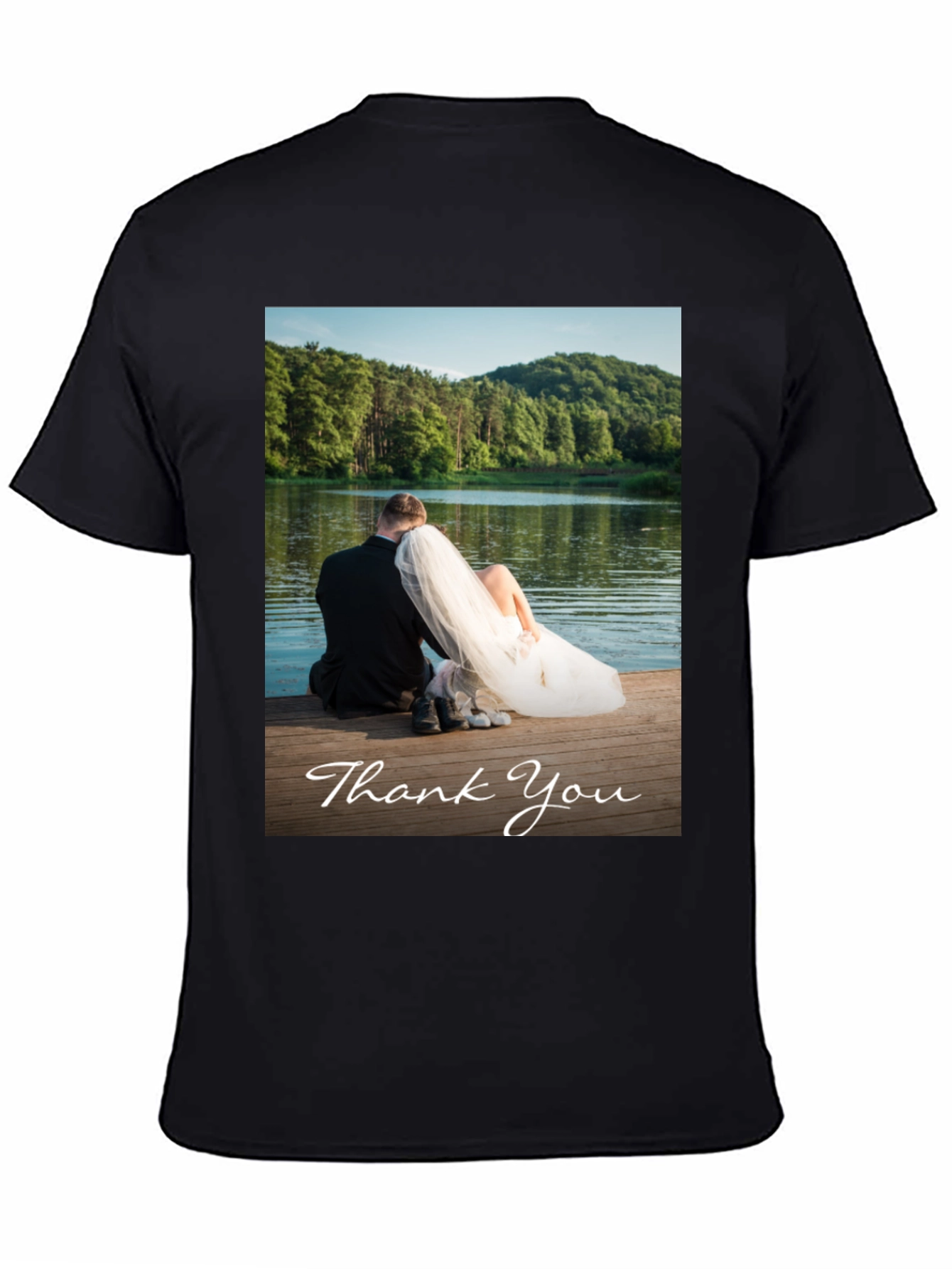 Black Wedding Thank You Photo T-Shirt view 4