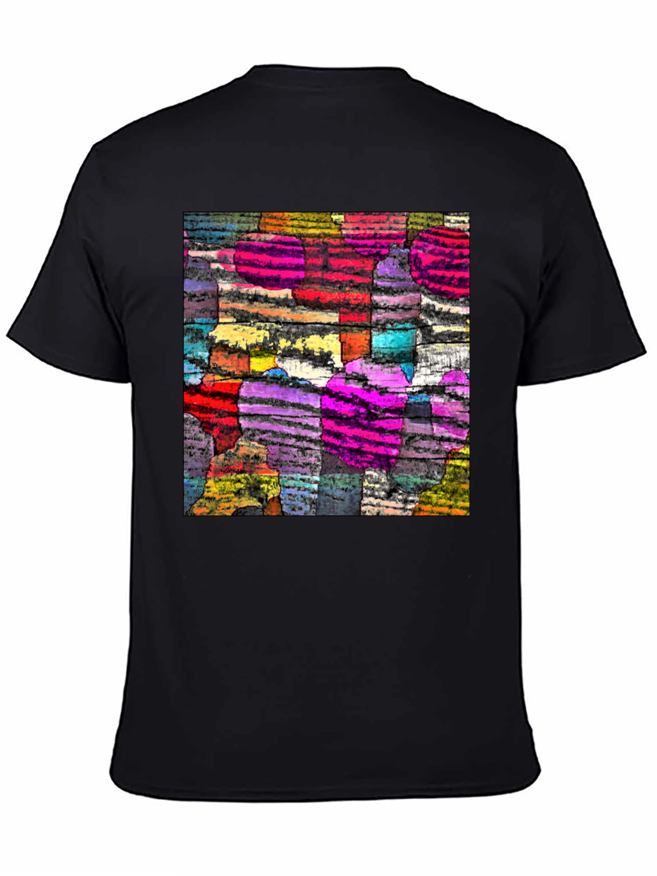 Black Abstract Art Graphic Tee - Black Cotton Comfort view 4