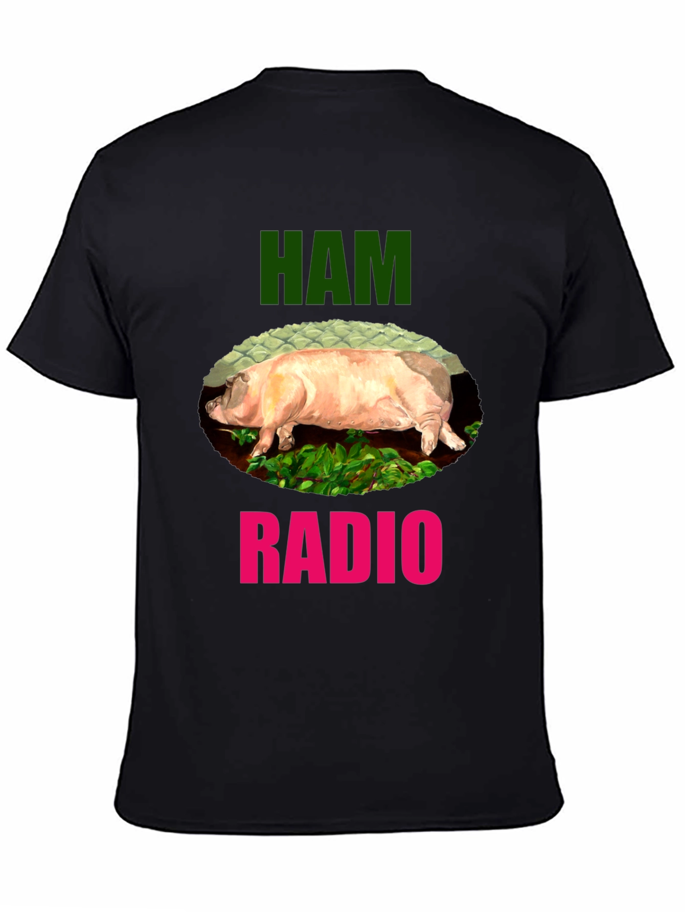 Black Ham Radio Funny Pig T-Shirt view 4