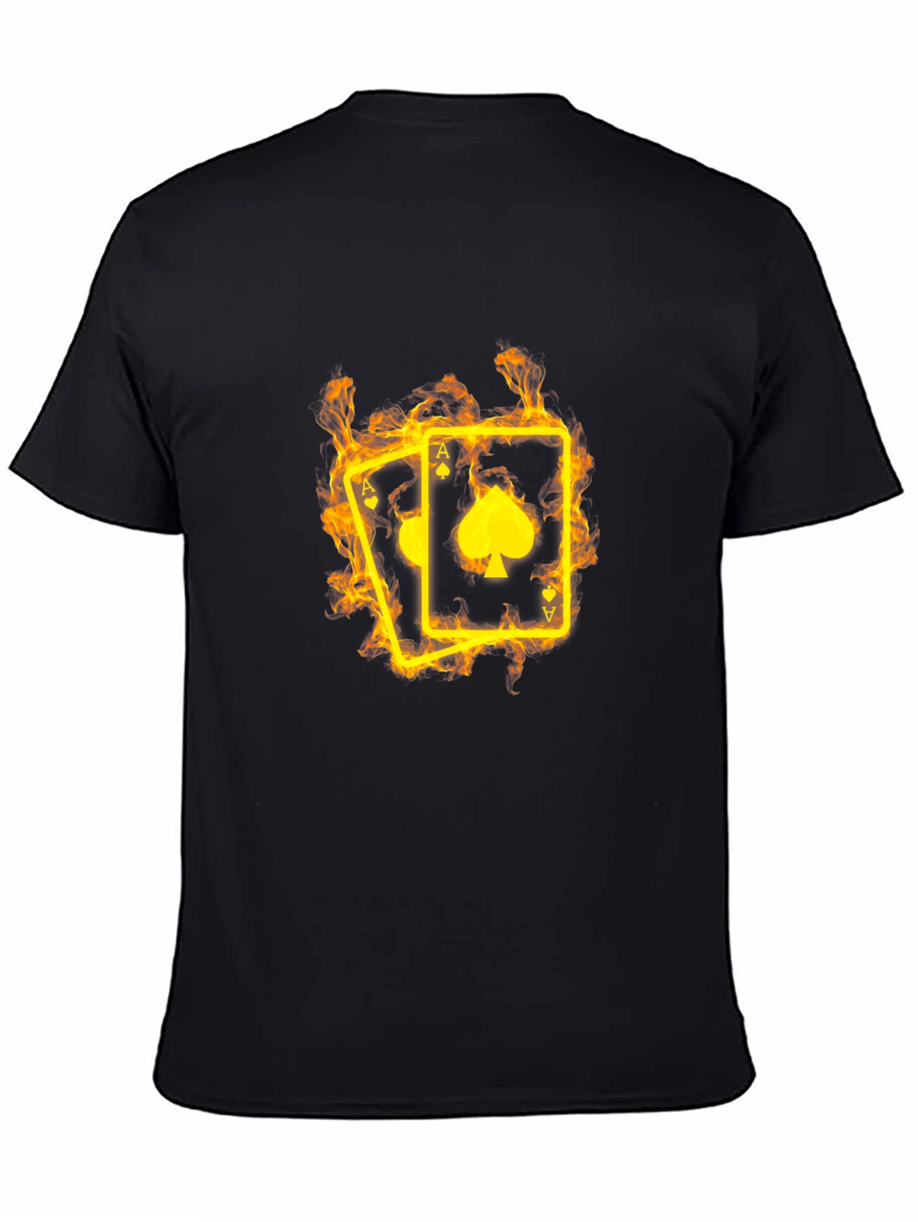 Black Ace Cards Flaming Graphic T-Shirt view 4