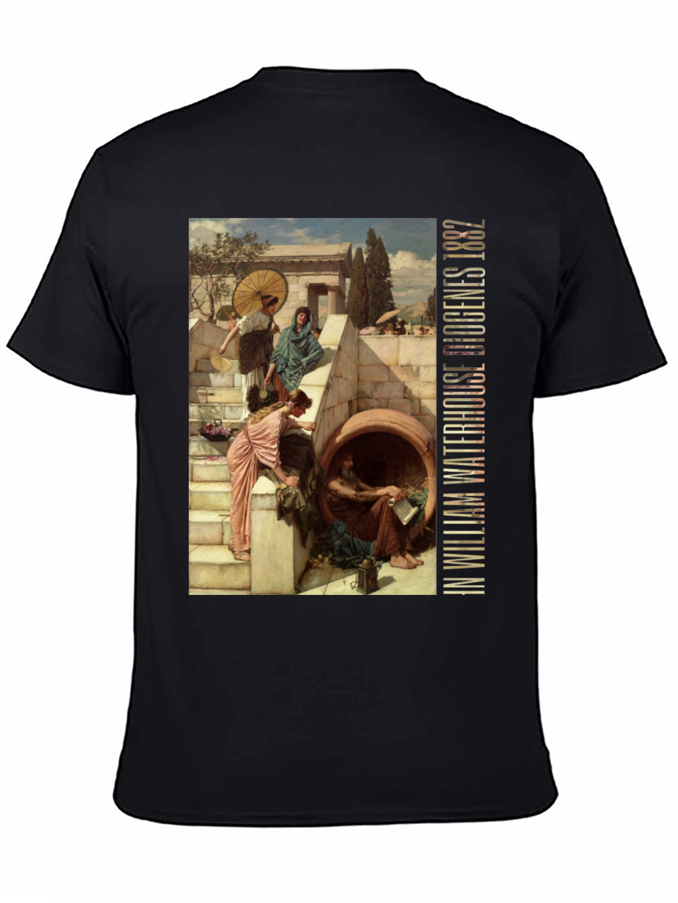 Black Diogenes Waterhouse 1882 T-Shirt view 4