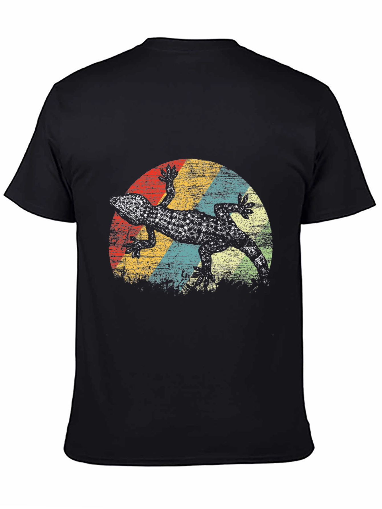 Black Retro Gecko Graphic Tee - Men's Black T-Shirt view 4