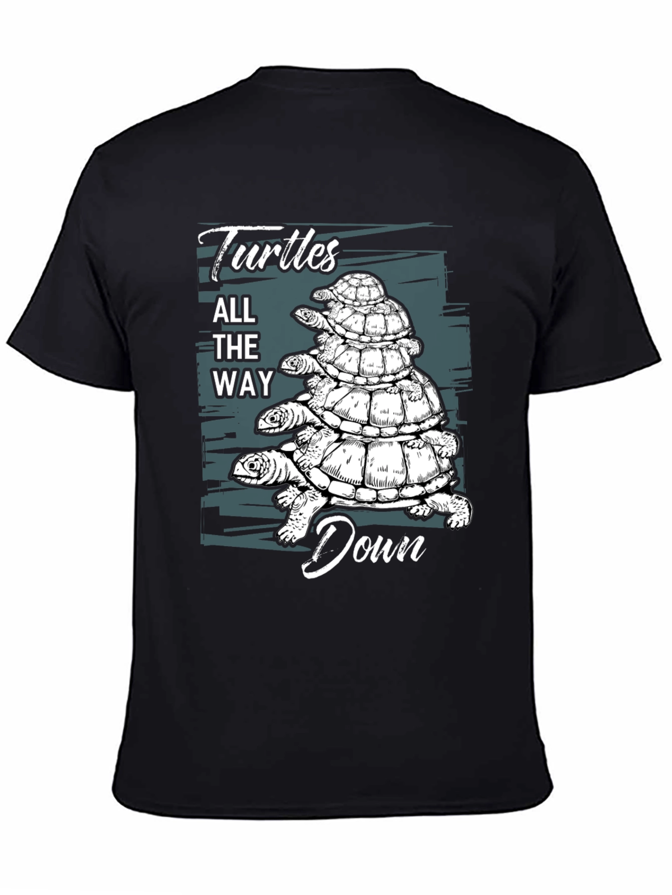 Black Turtles All The Way Down Graphic T-Shirt view 4