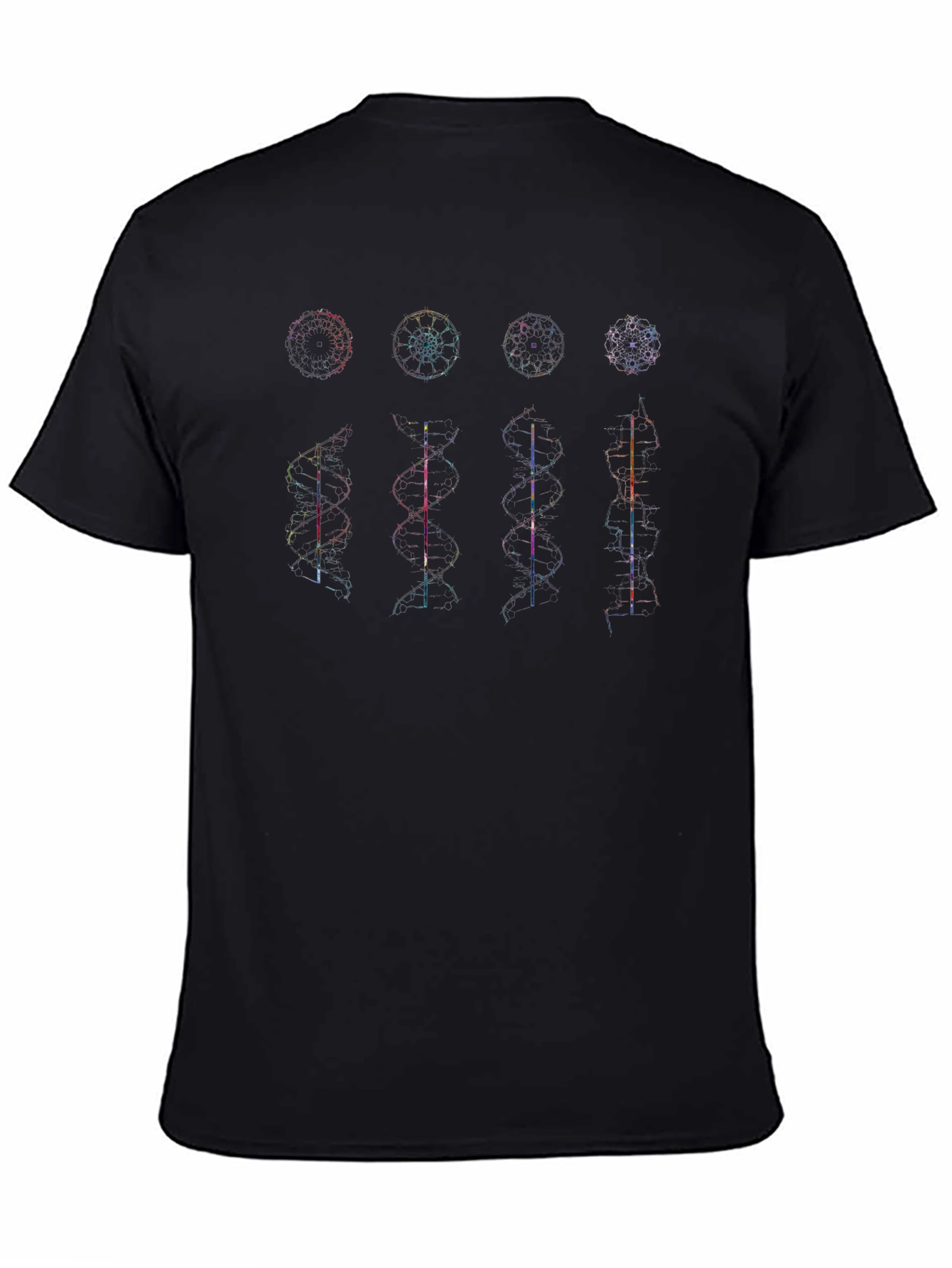 Black Geometric DNA Structure Graphic Print Tee view 4