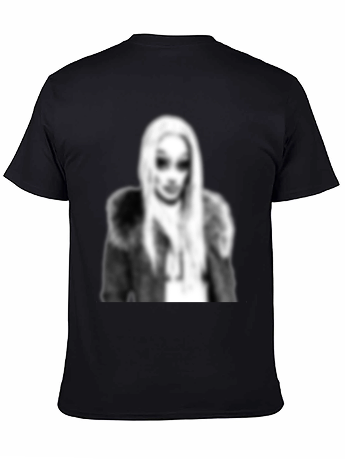 Black Black Graphic Tee - Woman with Fur Coat Print view 4