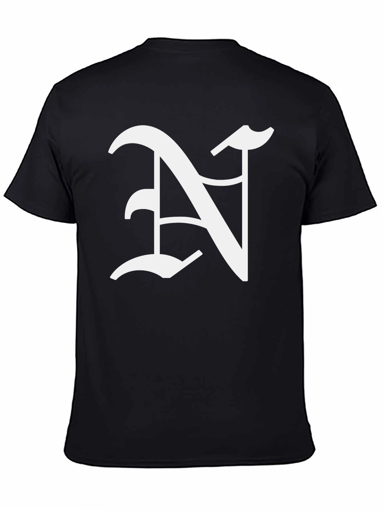 Black Black T-Shirt with White Letter N Graphic view 4