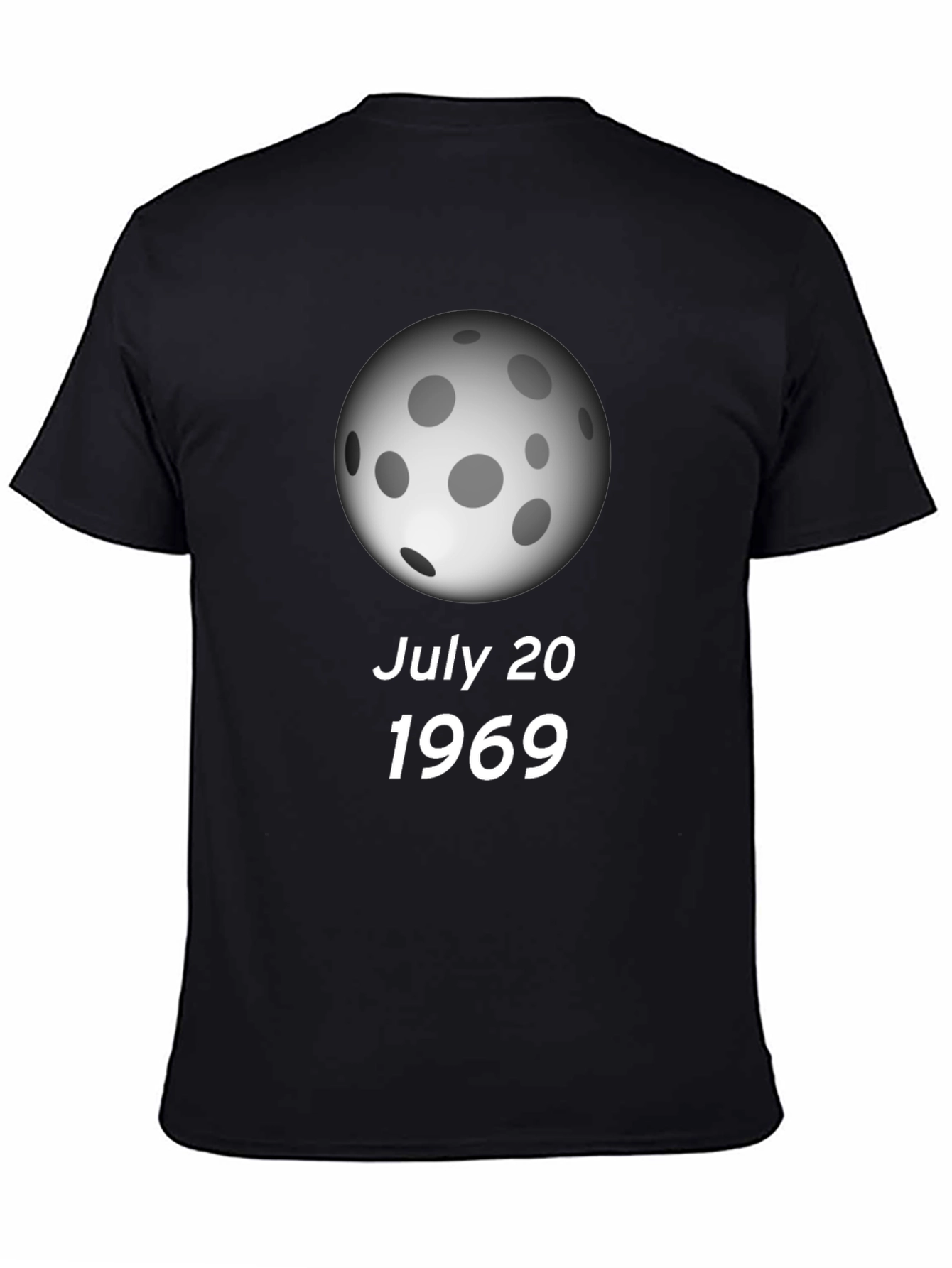 Black July 20 1969 Moon Landing Black T-Shirt view 4