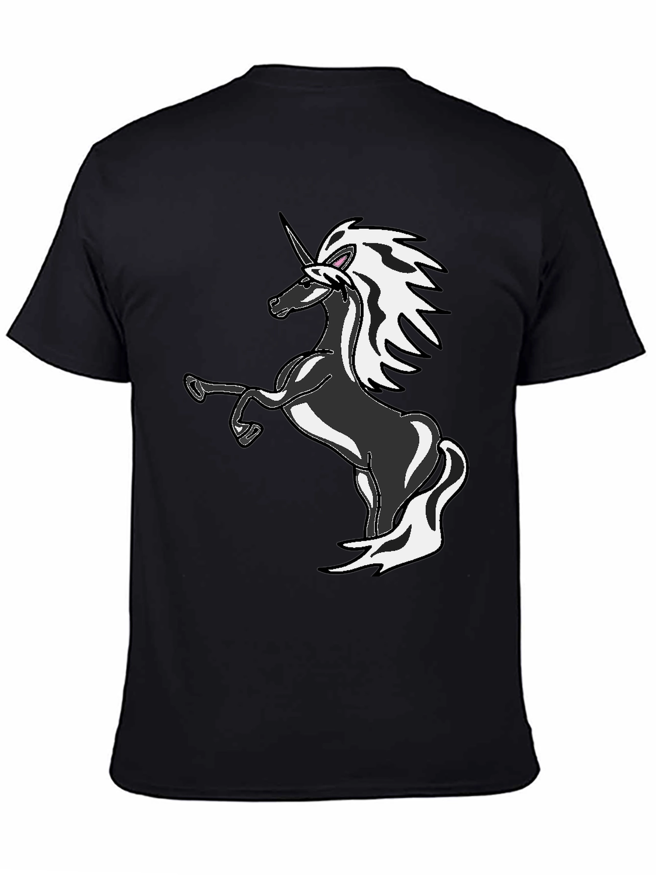 Black Unicorn Graphic Tee - Black Cotton Blend T-Shirt view 4
