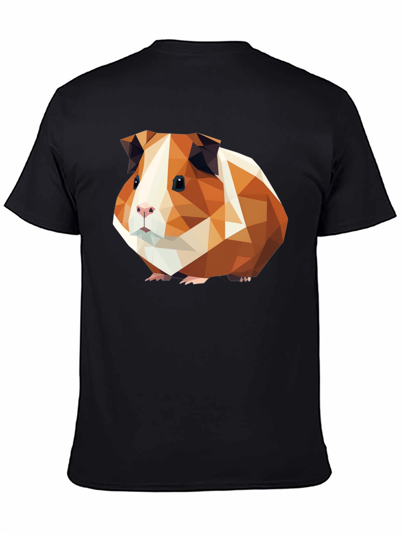Black Geometric Guinea Pig Graphic Tee - Black Cotton T-Shirt view 4