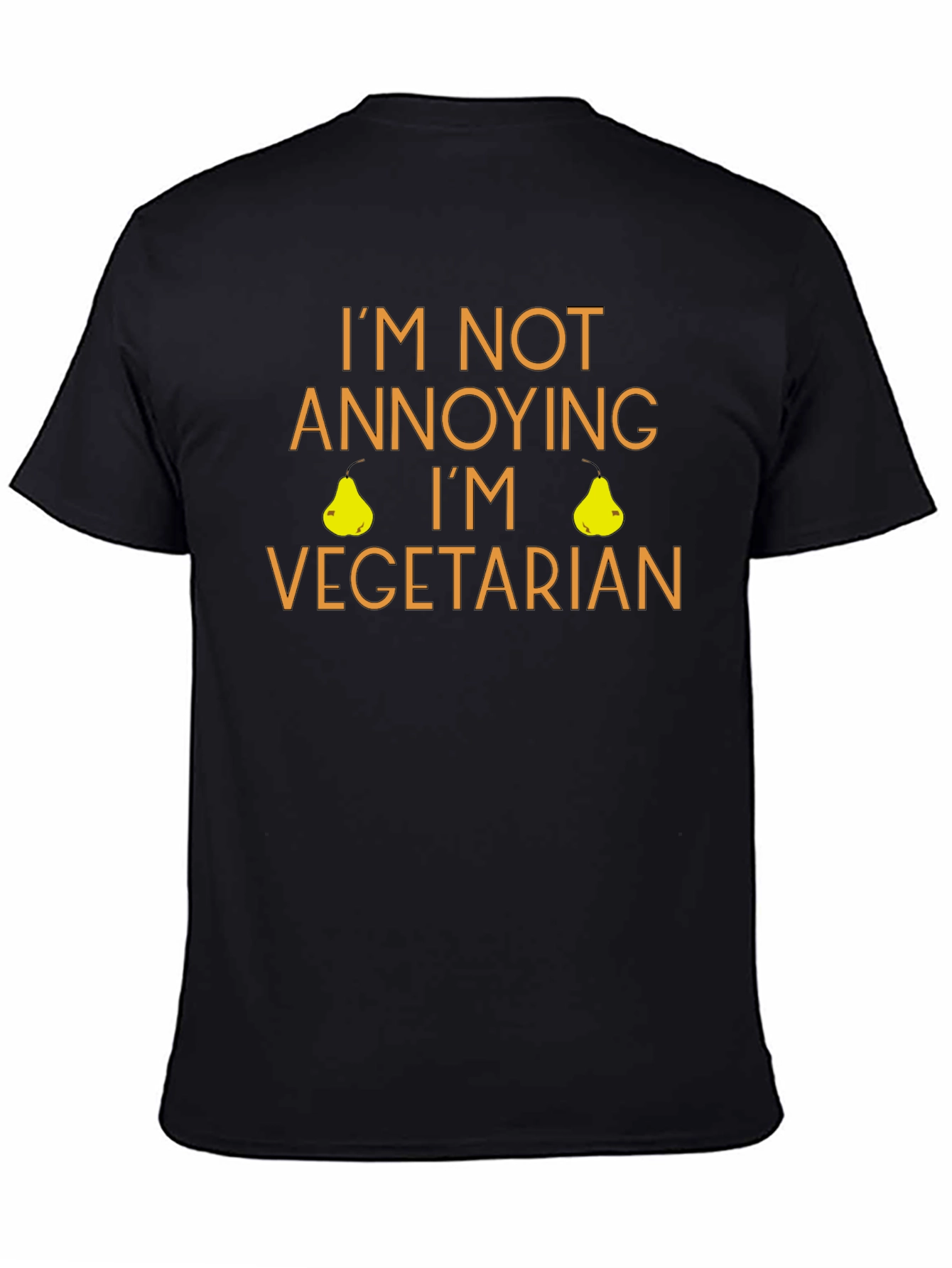 Black Vegetarian Pear Pun T-Shirt view 4