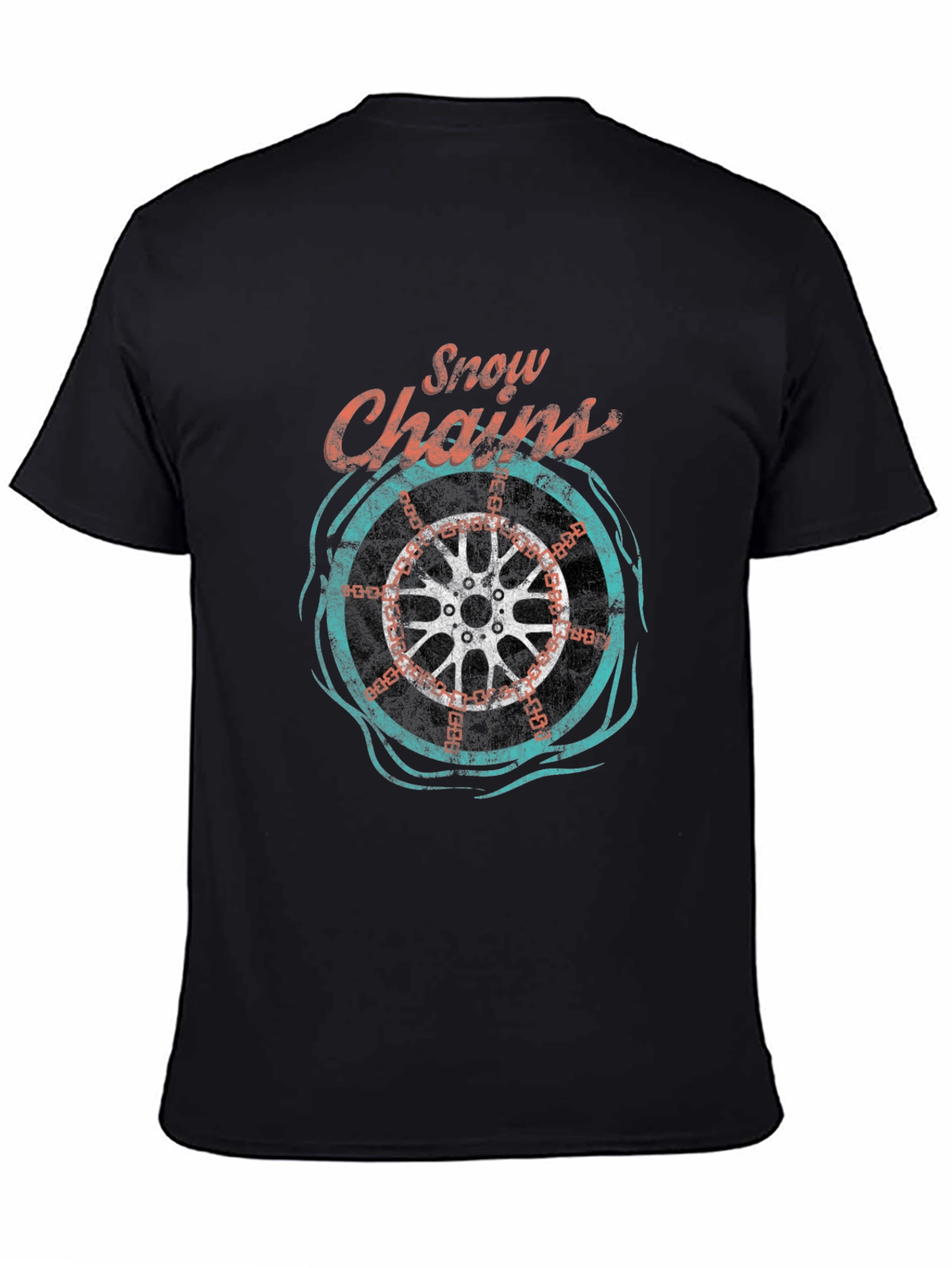Black Snow Chains Graphic T-Shirt - Cool Ride Tee view 4