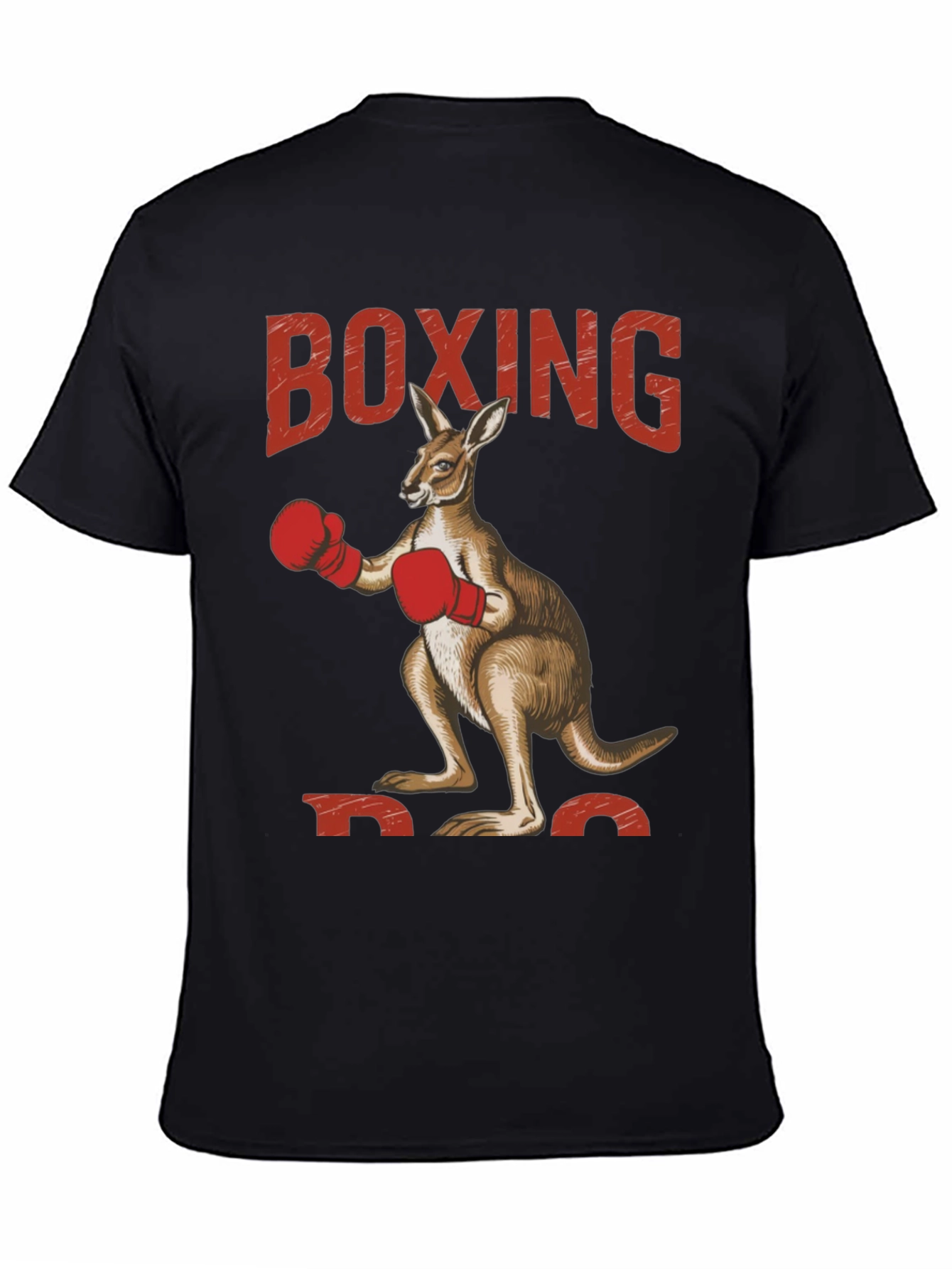 Black Boxing Kangaroo Graphic Tee - Black Cotton view 4