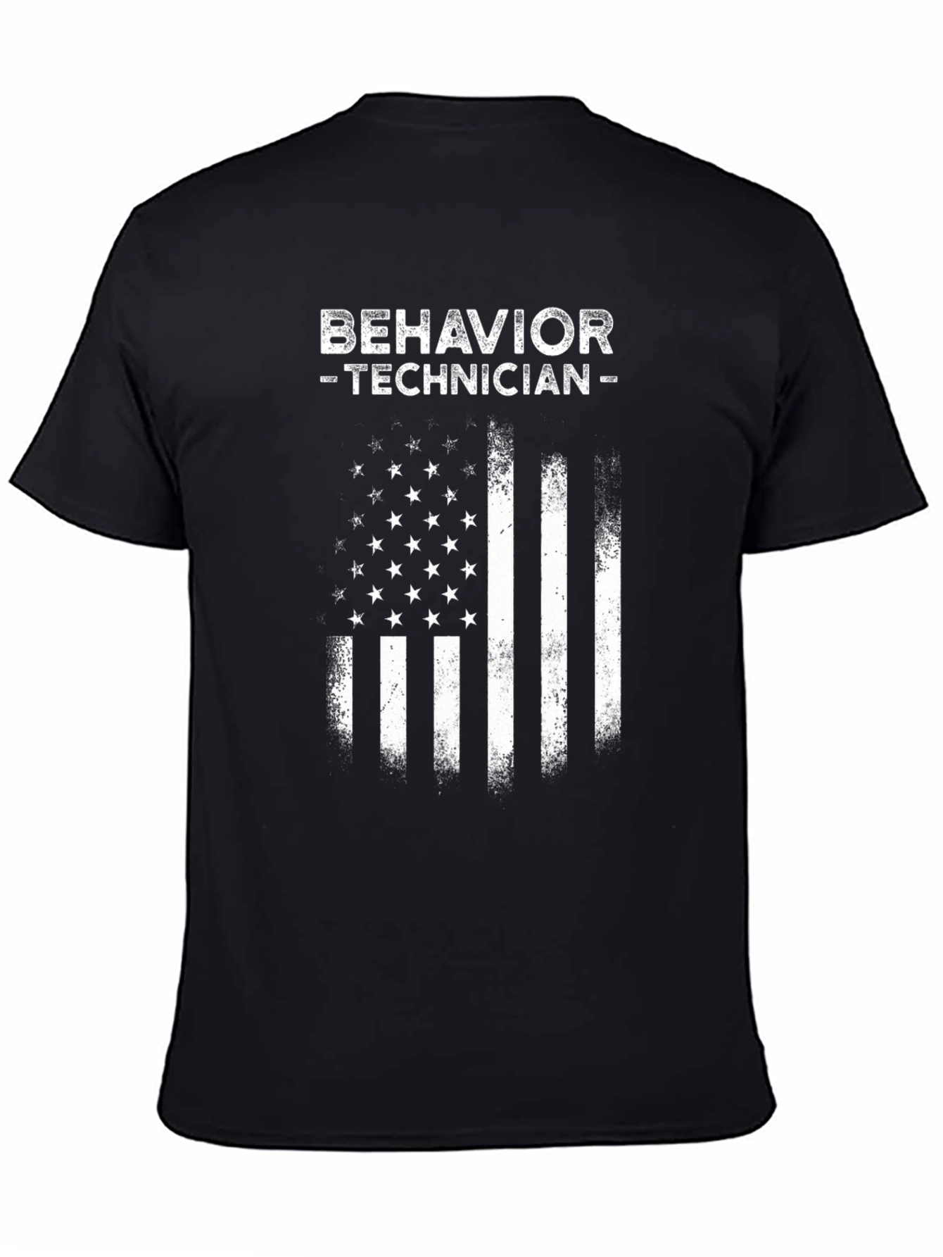 Black Behavior Technician USA Flag Graphic Tee view 4