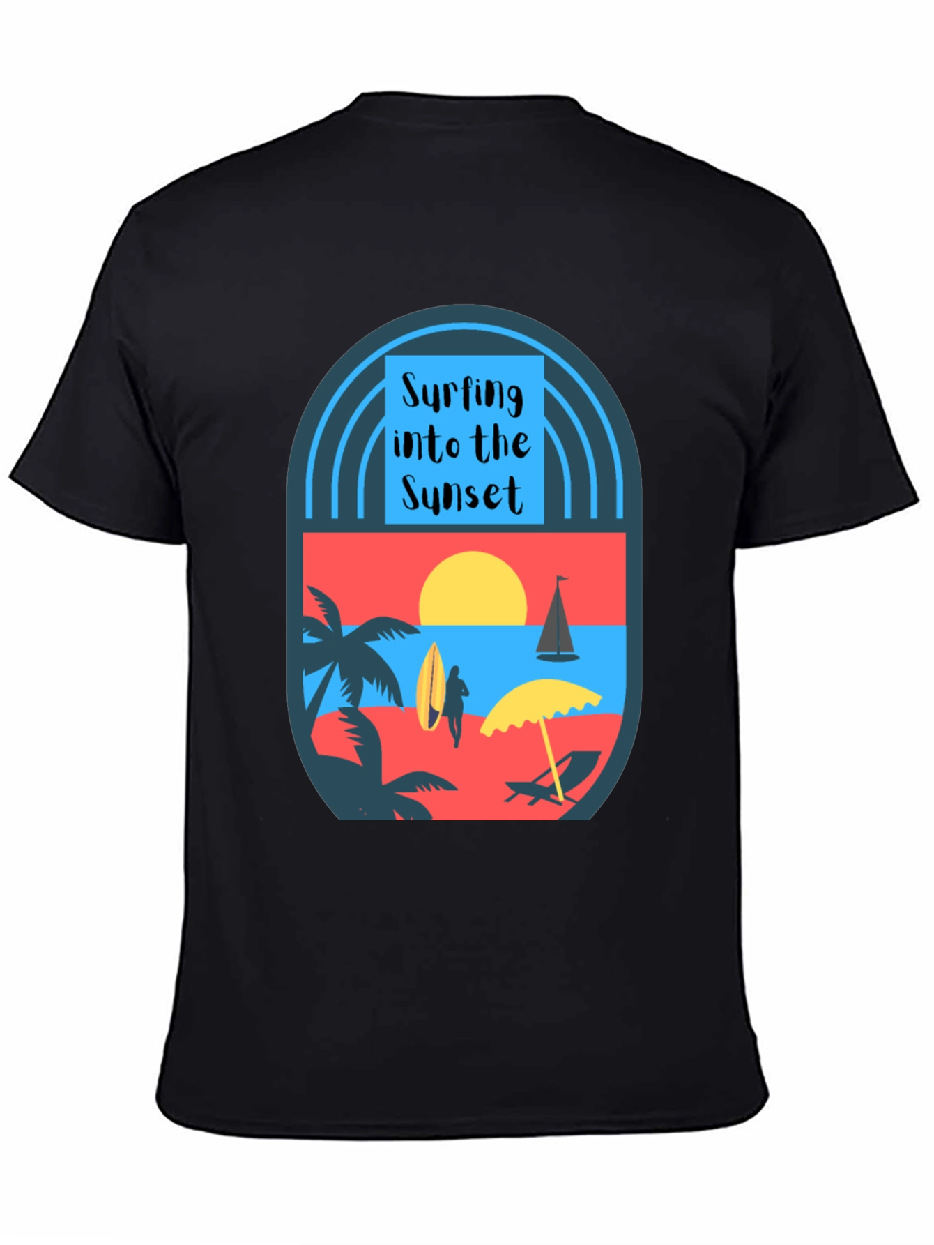 Black Surfing Into the Sunset Graphic Tee view 4