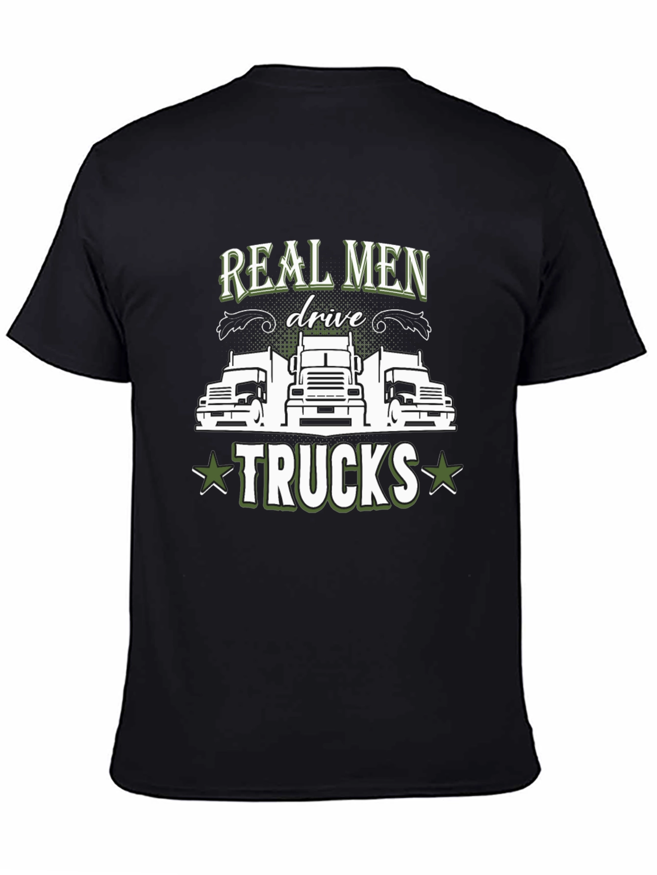 Black Real Men Drive Trucks Graphic T-Shirt view 4