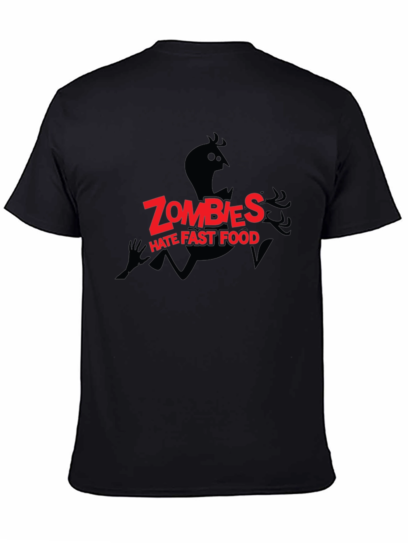 Black Zombies Hate Fast Food Graphic Black T-Shirt view 4