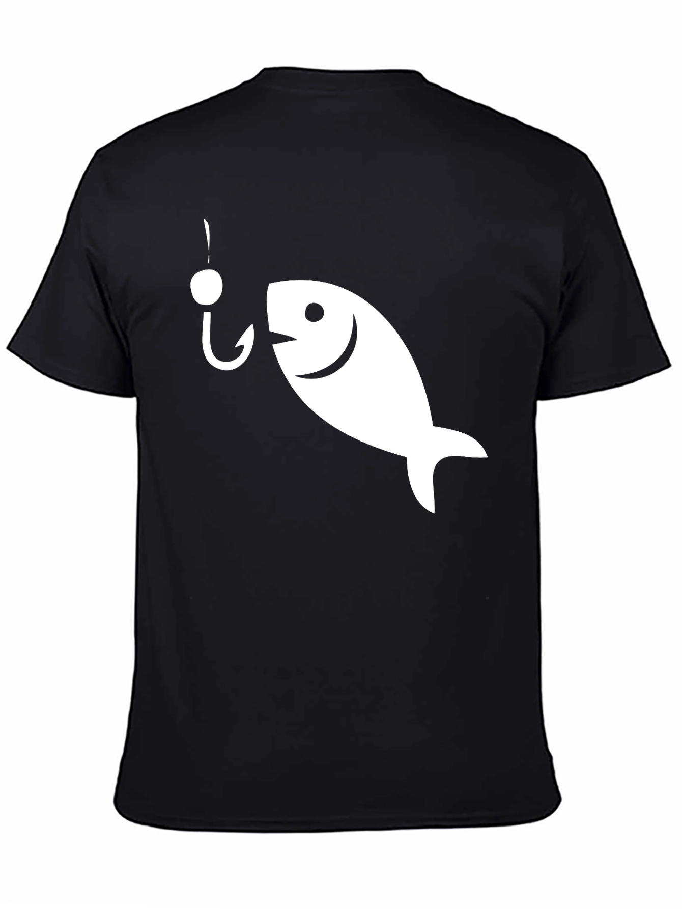 Black Funny Fish Hook Graphic T-Shirt - Black view 4