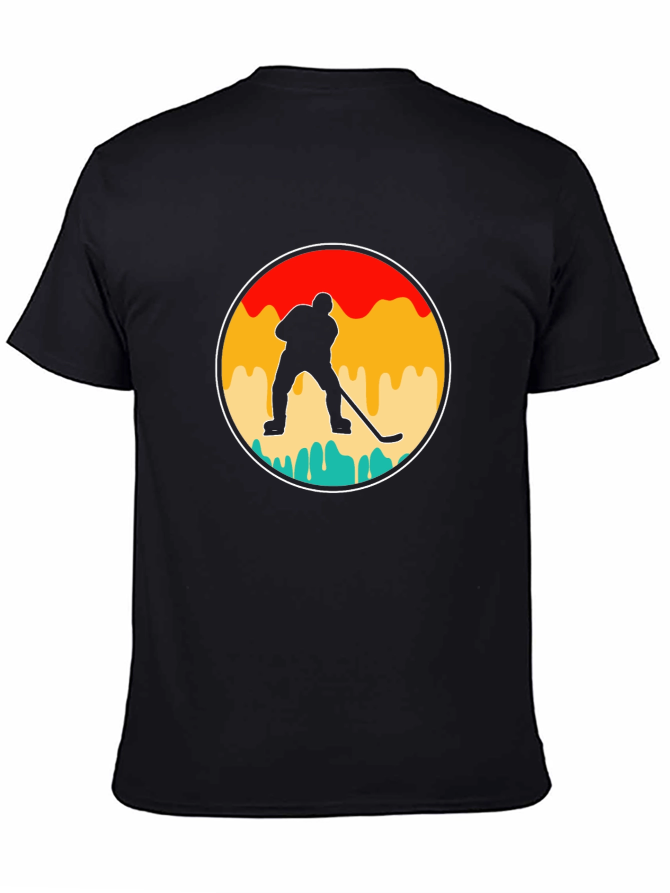 Black Retro Hockey Player Graphic T-Shirt view 4