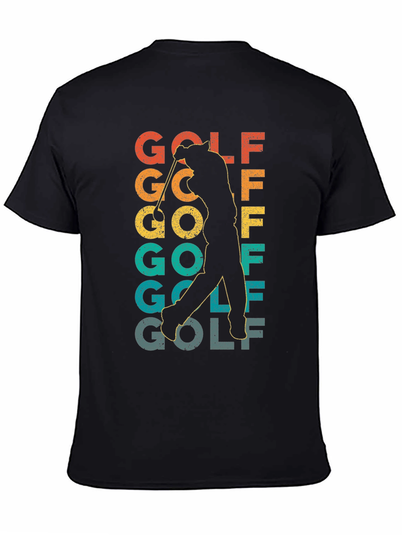 Black Retro Golf T-Shirt - Golfer Silhouette Tee view 4