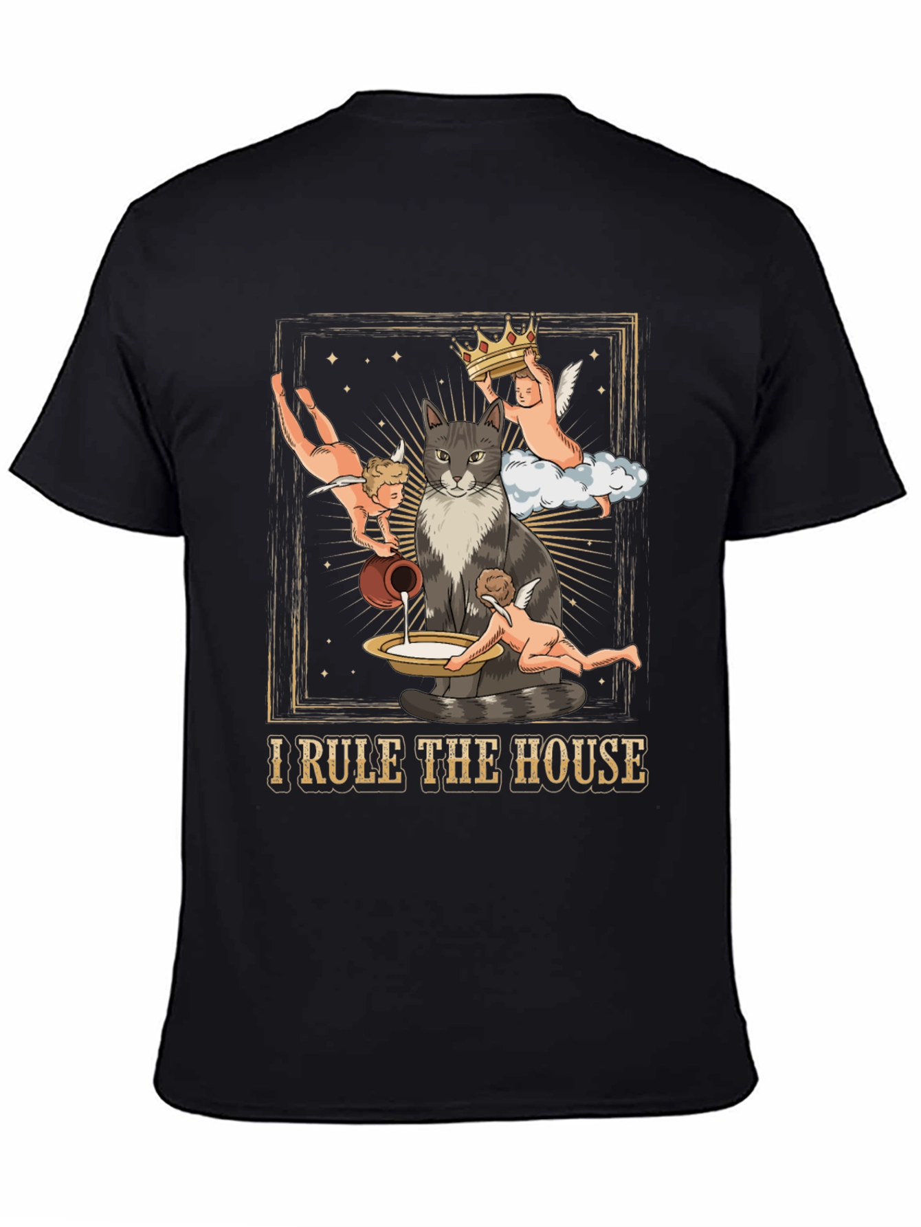 Black Cat King T-Shirt - "I Rule the House" Funny Tee view 4