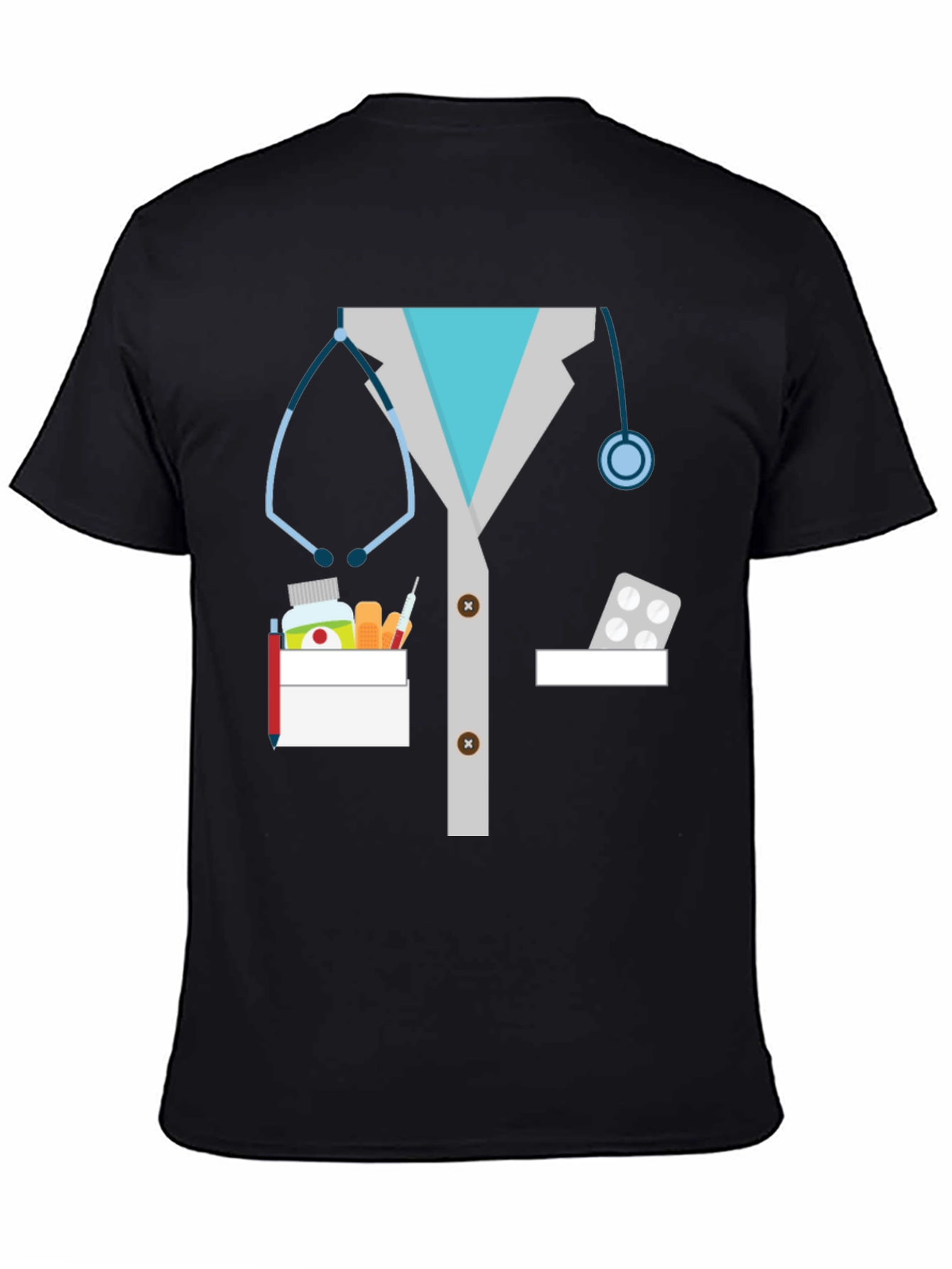 Black Doctor Lab Coat Graphic Novelty T-Shirt view 4