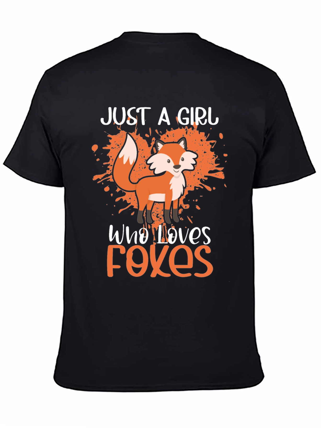 Black Just a Girl Who Loves Foxes T-Shirt view 4
