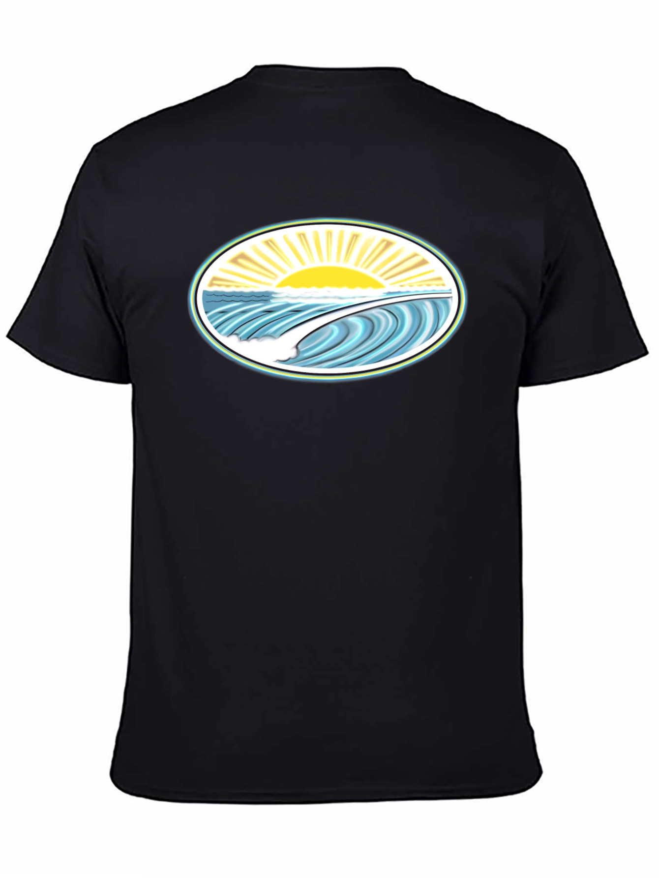 Black Ocean Wave Graphic Tee - Black Cotton Comfort view 4