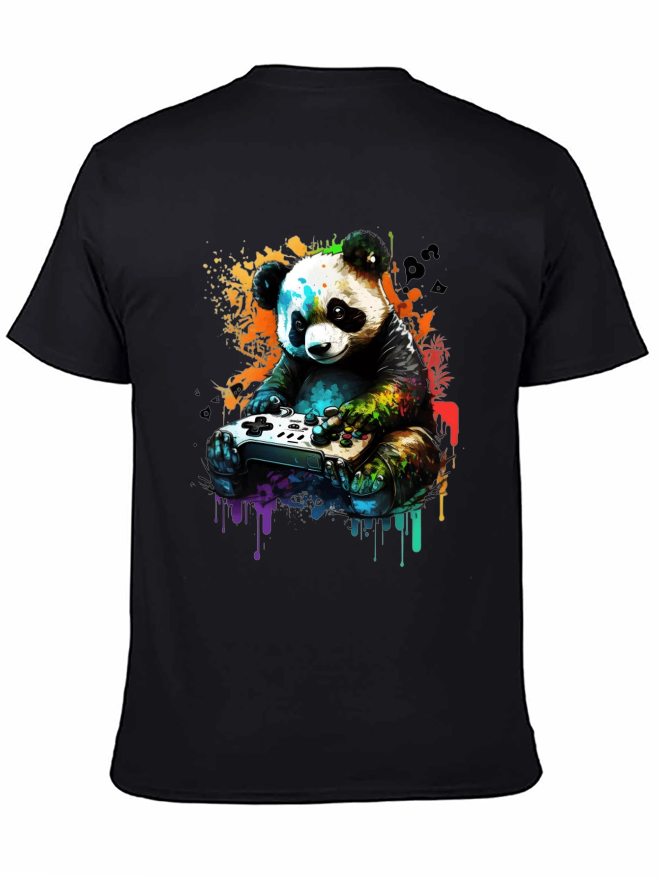 Black Gamer Panda Graphic Tee - Unique Design, Comfortable Fit view 4