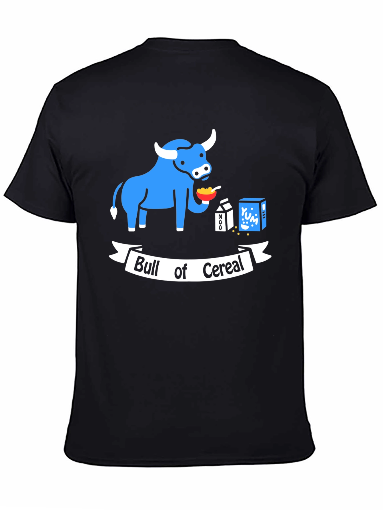 Black Bull of Cereal T-Shirt: Funny Cartoon Graphic Tee view 4
