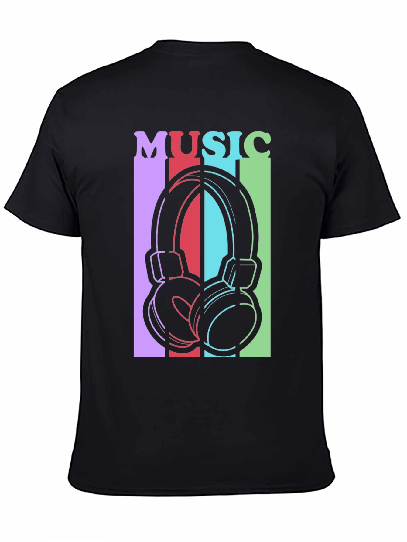 Black Music Headphones Graphic Tee - Stylish Unisex T-Shirt view 4