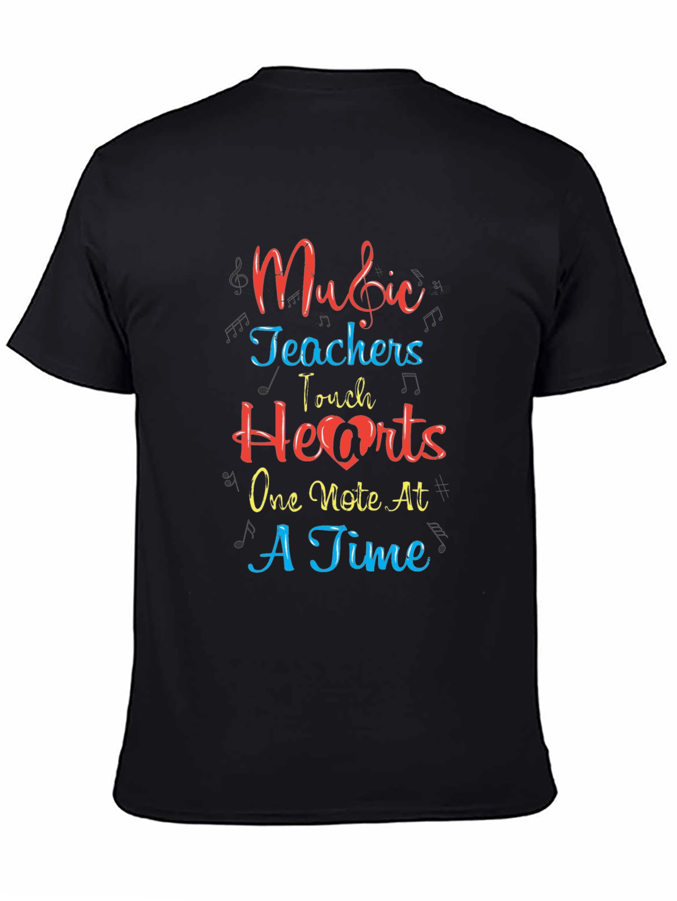 Black Music Teacher Heart T-Shirt view 4