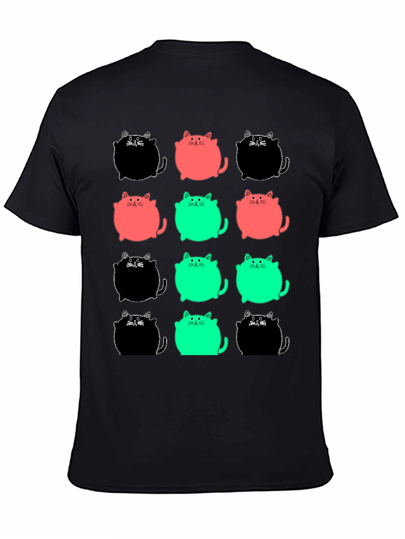 Black Funky Cat Pattern Tee view 4