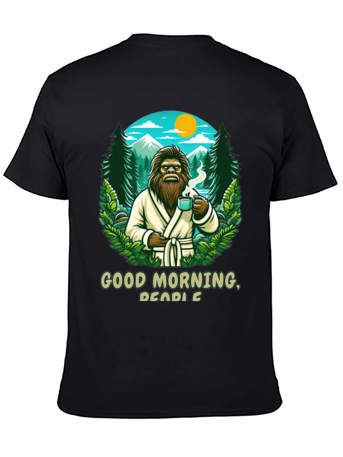 Black Good Morning Bigfoot Graphic Tee view 4