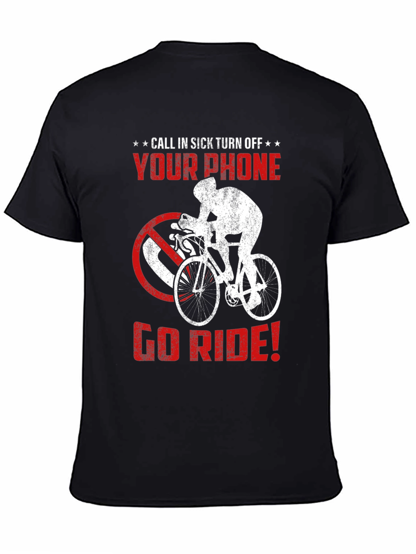 Black Call in Sick Cycling T-Shirt view 4